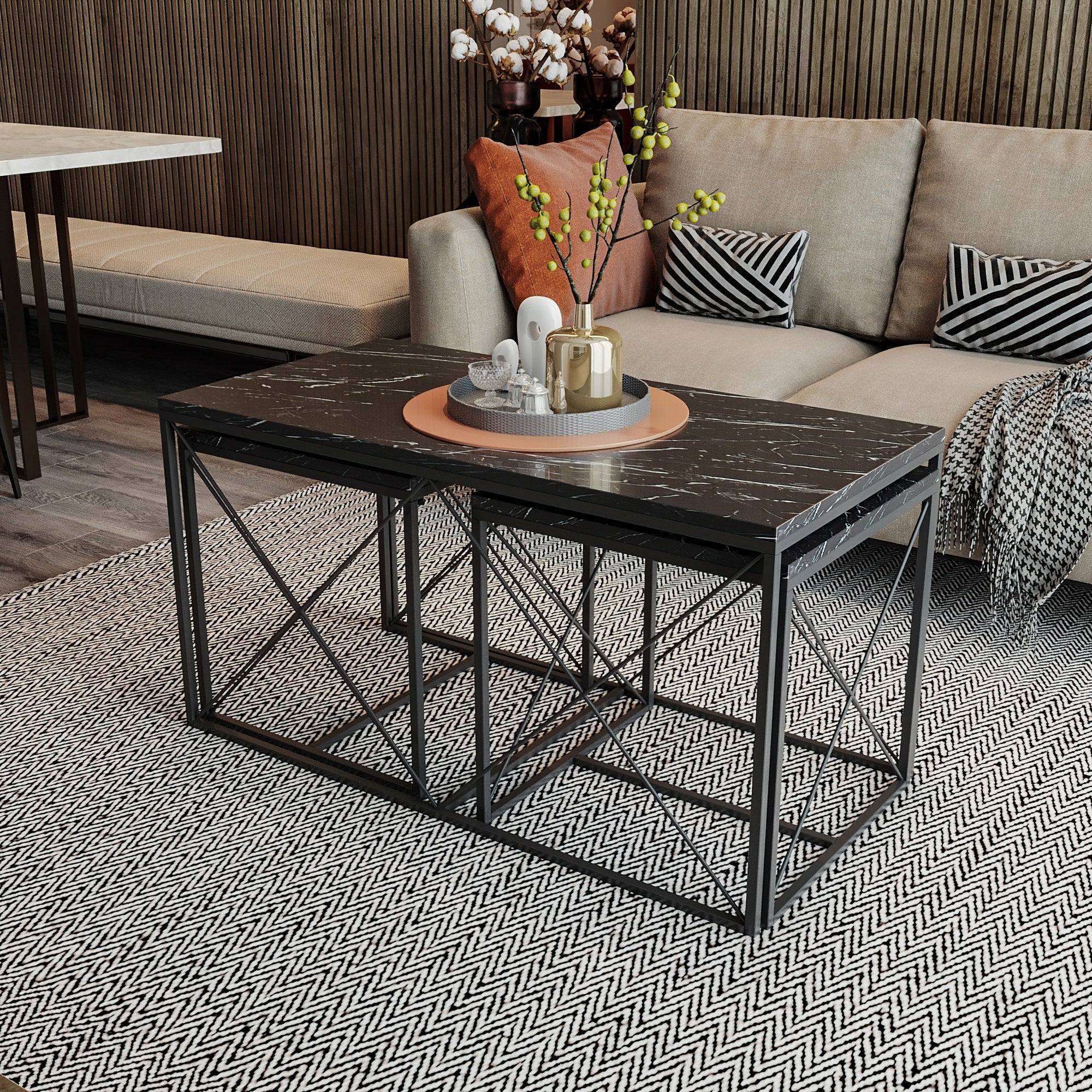 Stolić za kavu Defne - Black Marble | AG-vitahome.hr