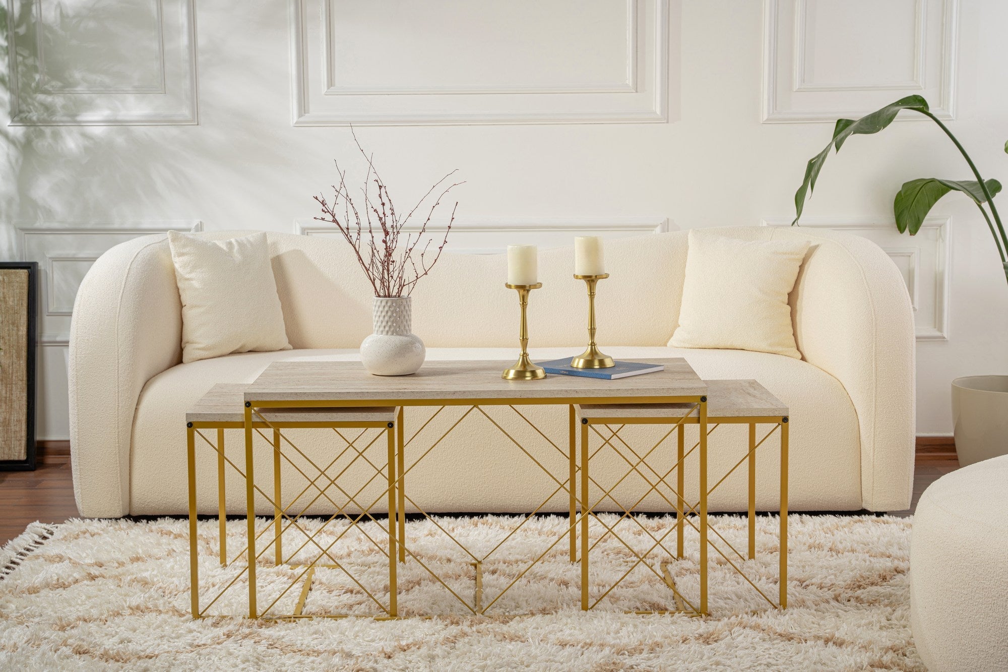 Stolić za kavu Defne - Gold, Travertine | AG-vitahome.hr