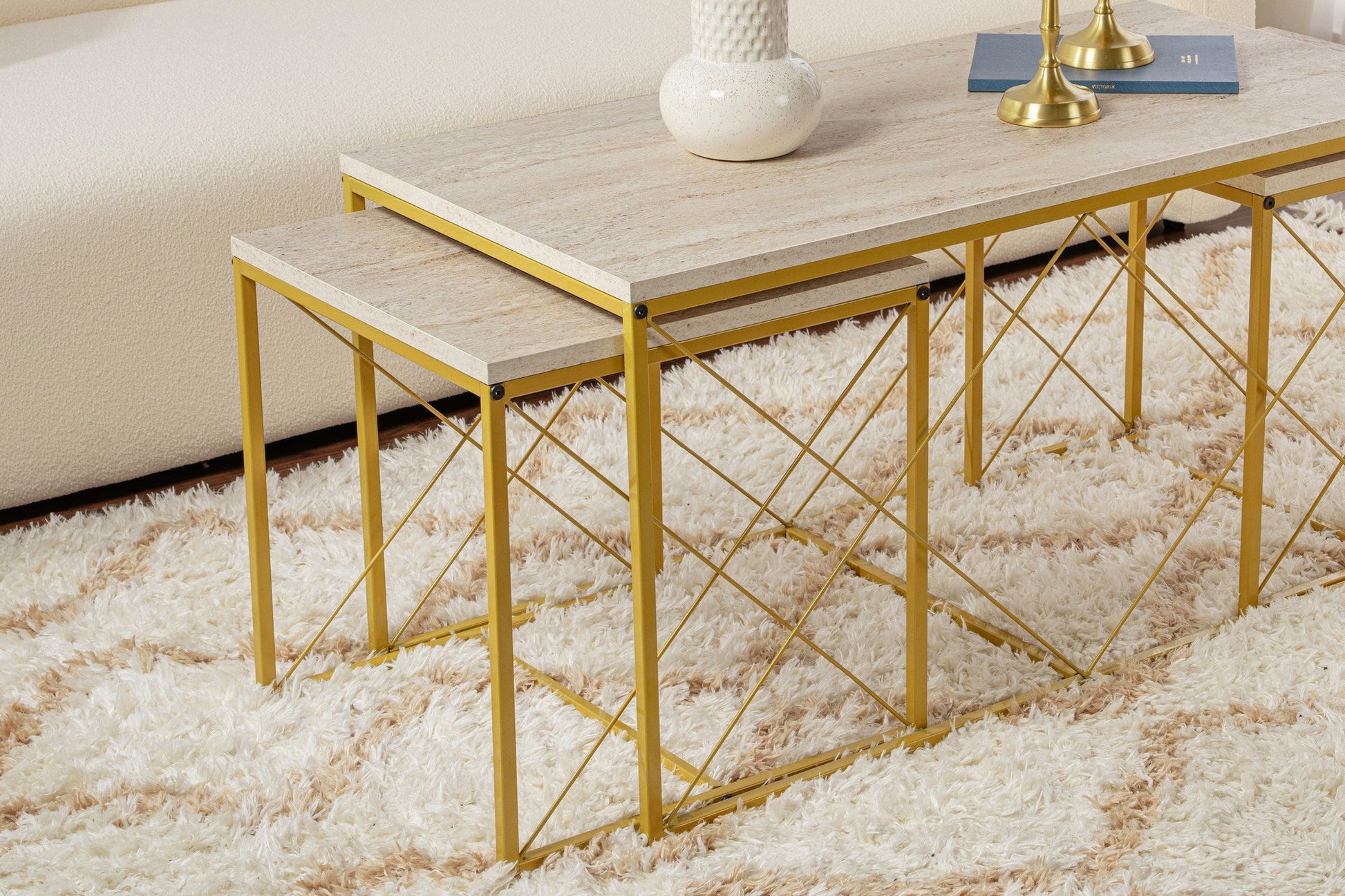 Stolić za kavu Defne - Gold, Travertine | AG-vitahome.hr