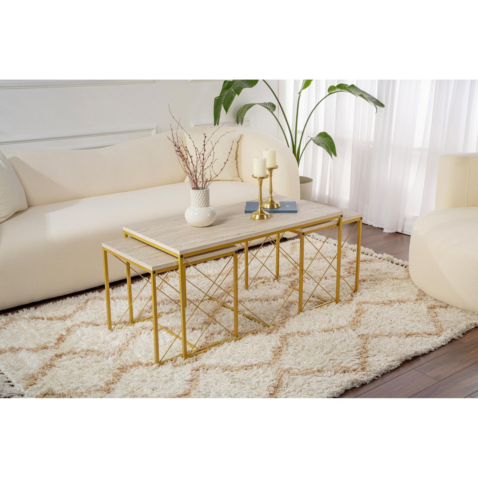 Stolić za kavu Defne - Gold, Travertine | AG-vitahome.hr