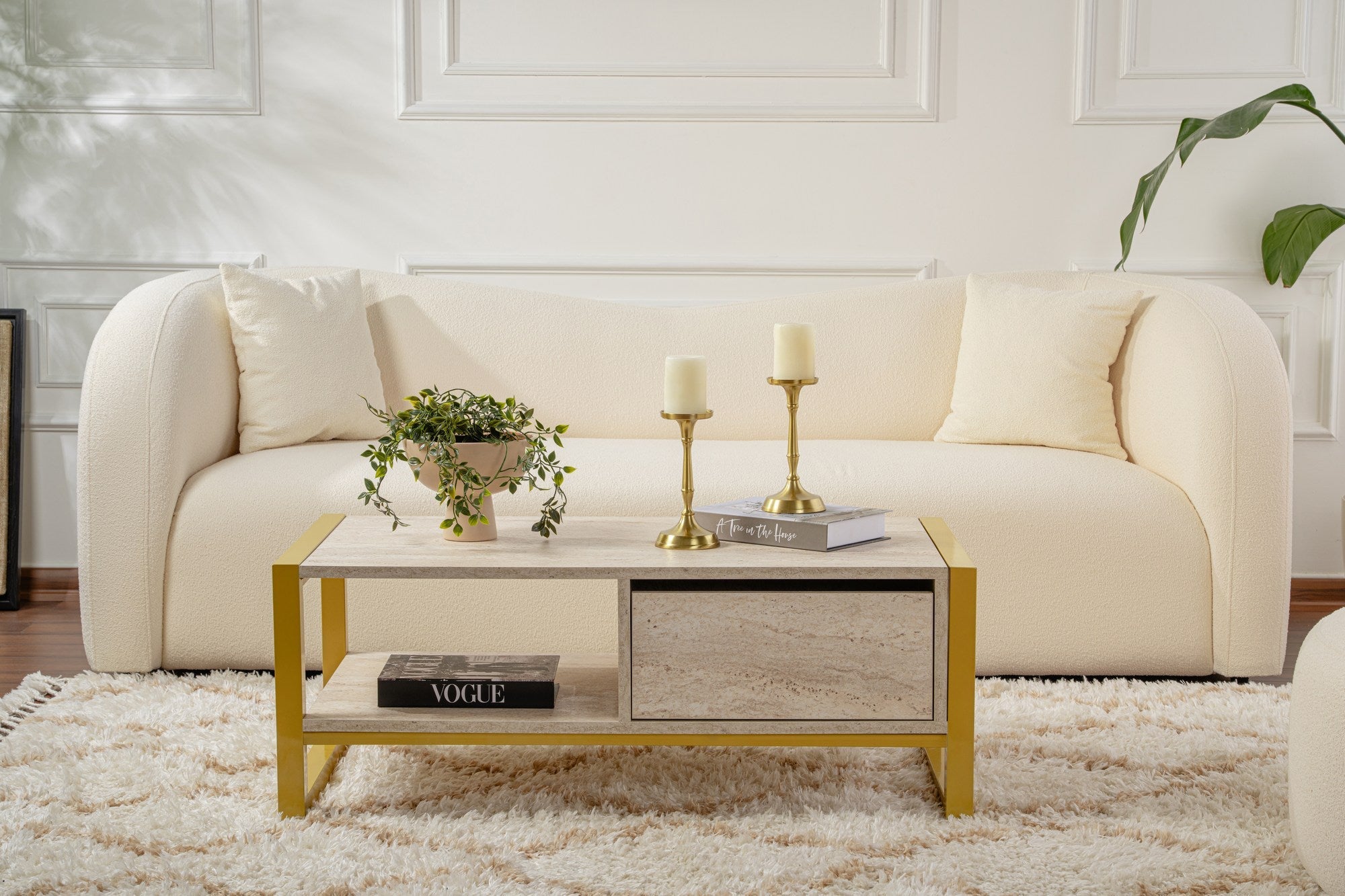 Stolić za kavu Haldizen - Gold, Travertine | AG-vitahome.hr