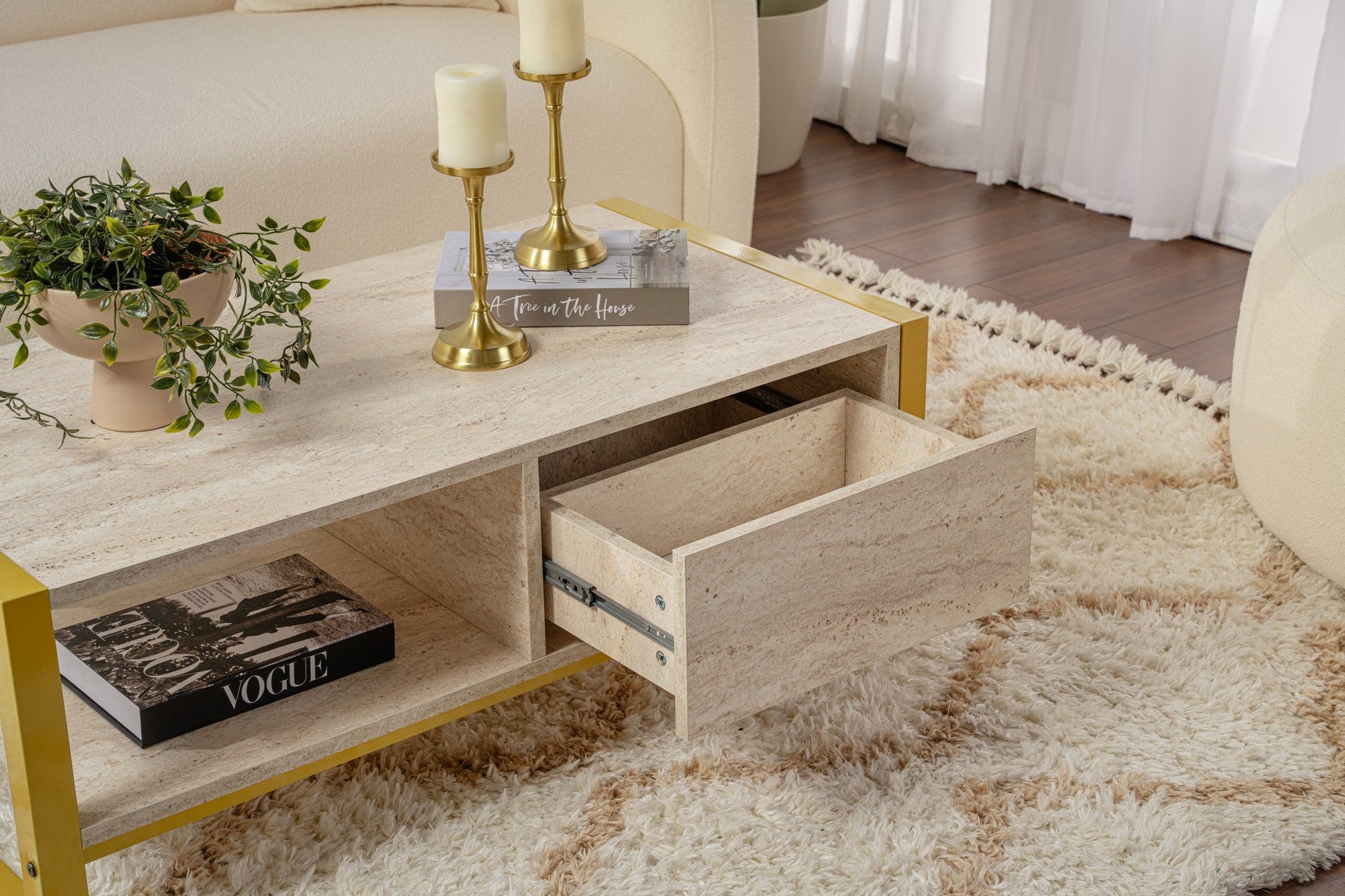 Stolić za kavu Haldizen - Gold, Travertine | AG-vitahome.hr