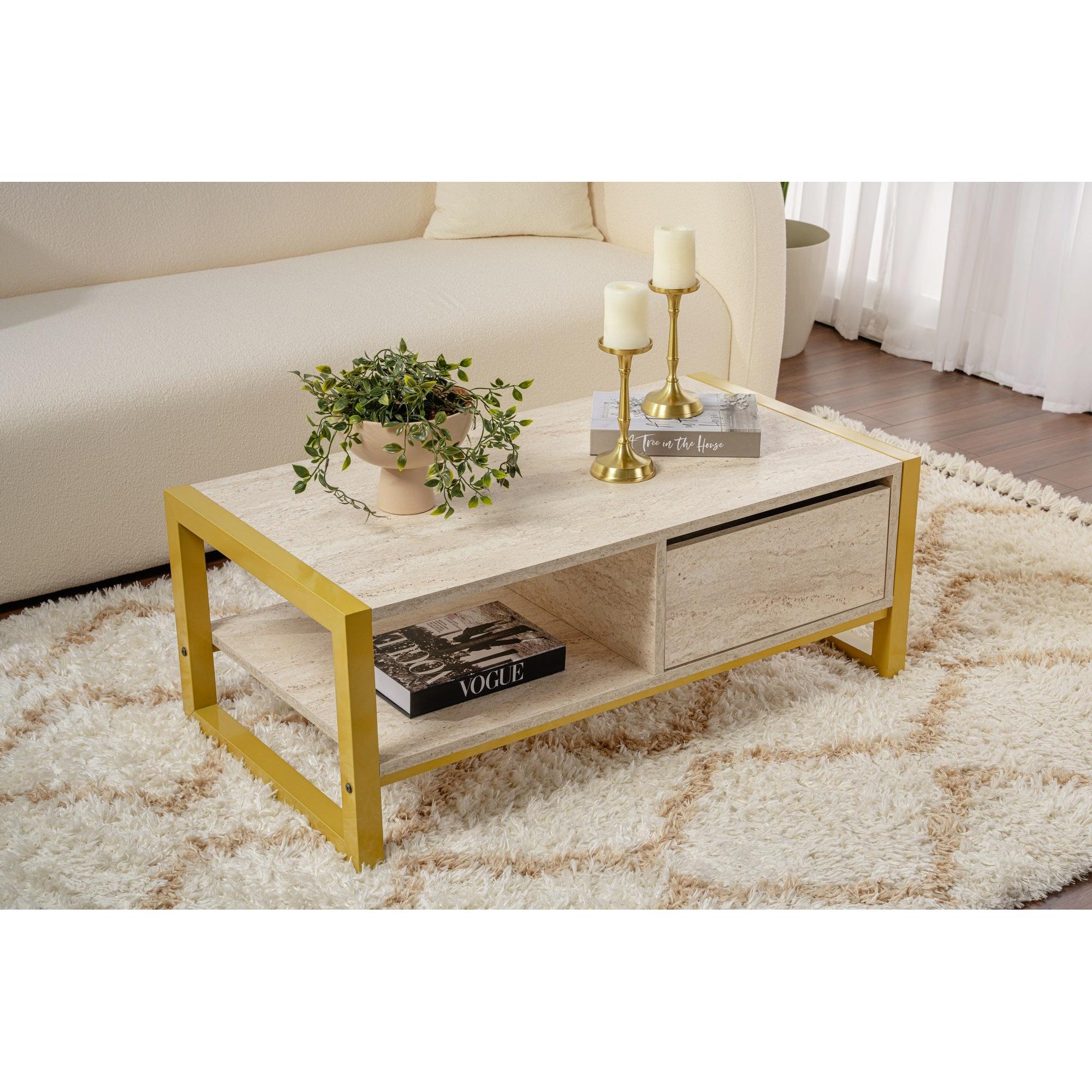 Stolić za kavu Haldizen - Gold, Travertine | AG-vitahome.hr