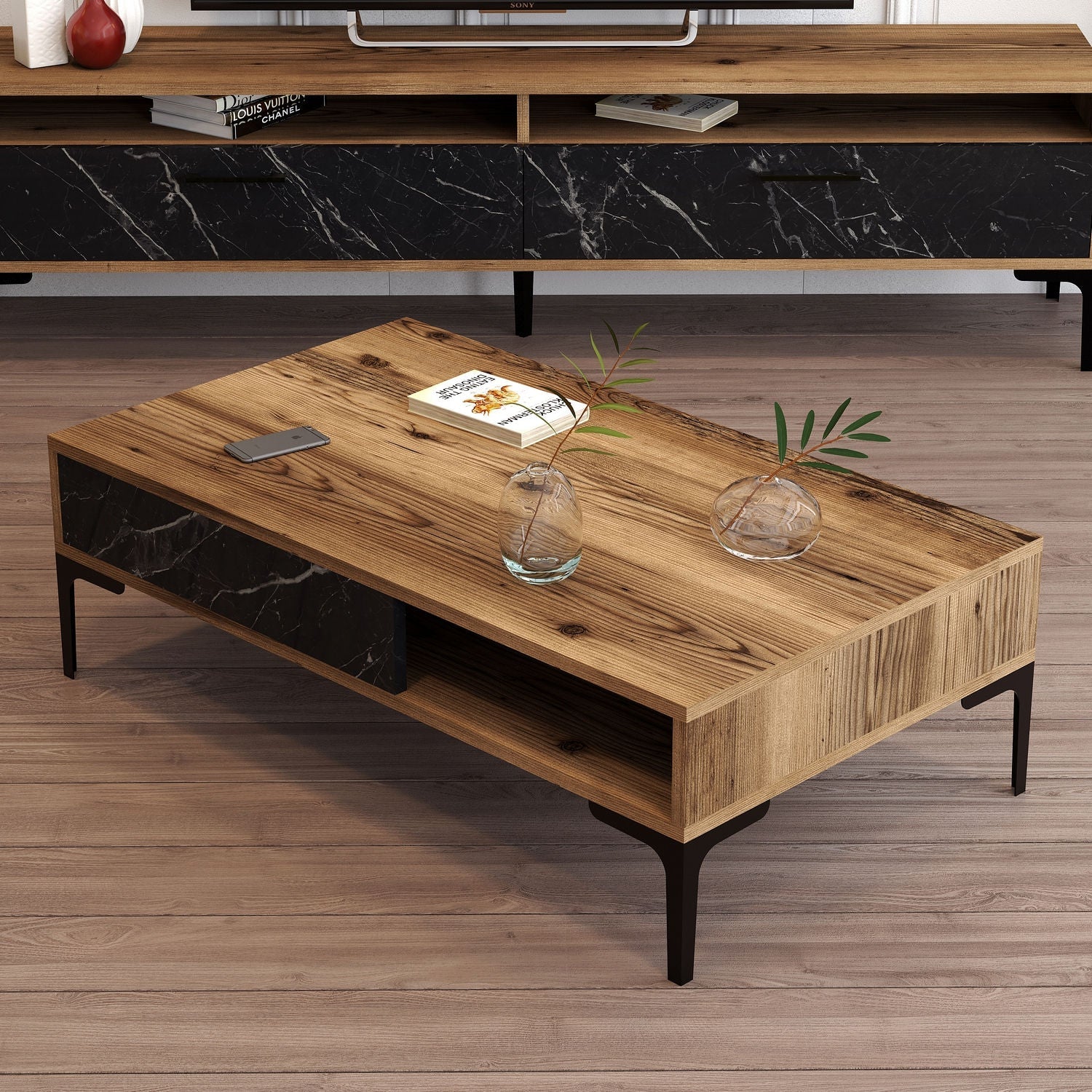 Stolić za kavu Istanbul - Walnut, Black Marble | AG-vitahome.hr