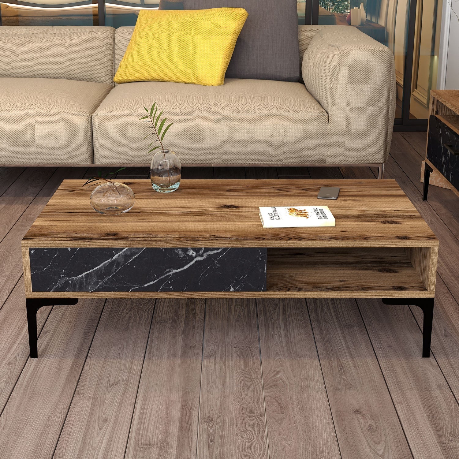 Stolić za kavu Istanbul - Walnut, Black Marble | AG-vitahome.hr