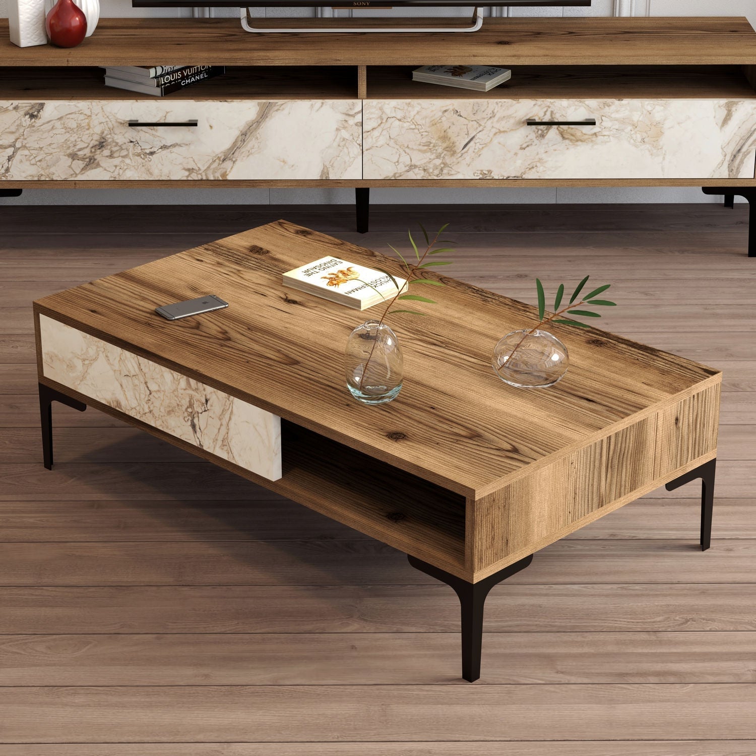 Stolić za kavu Istanbul - Walnut, White Marble | AG-vitahome.hr