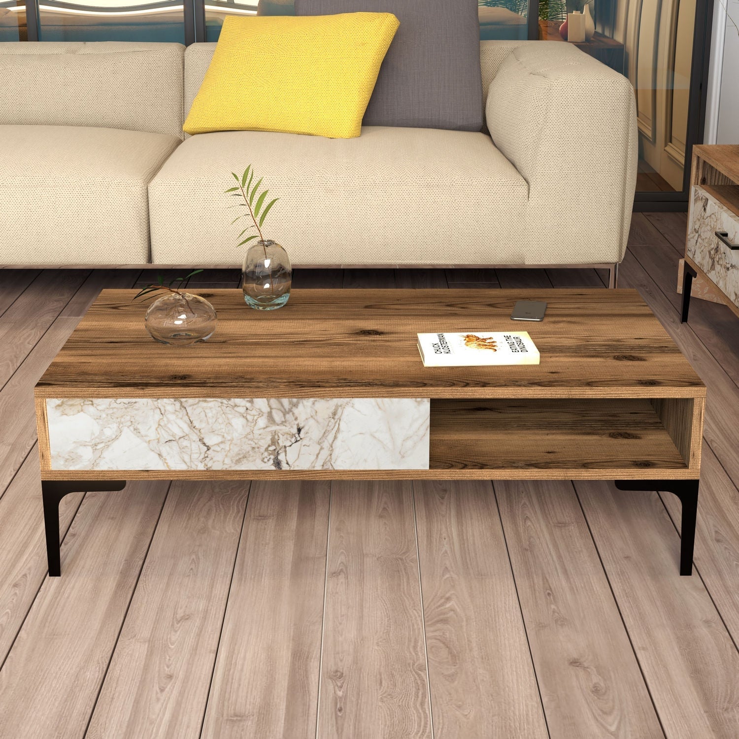 Stolić za kavu Istanbul - Walnut, White Marble | AG-vitahome.hr