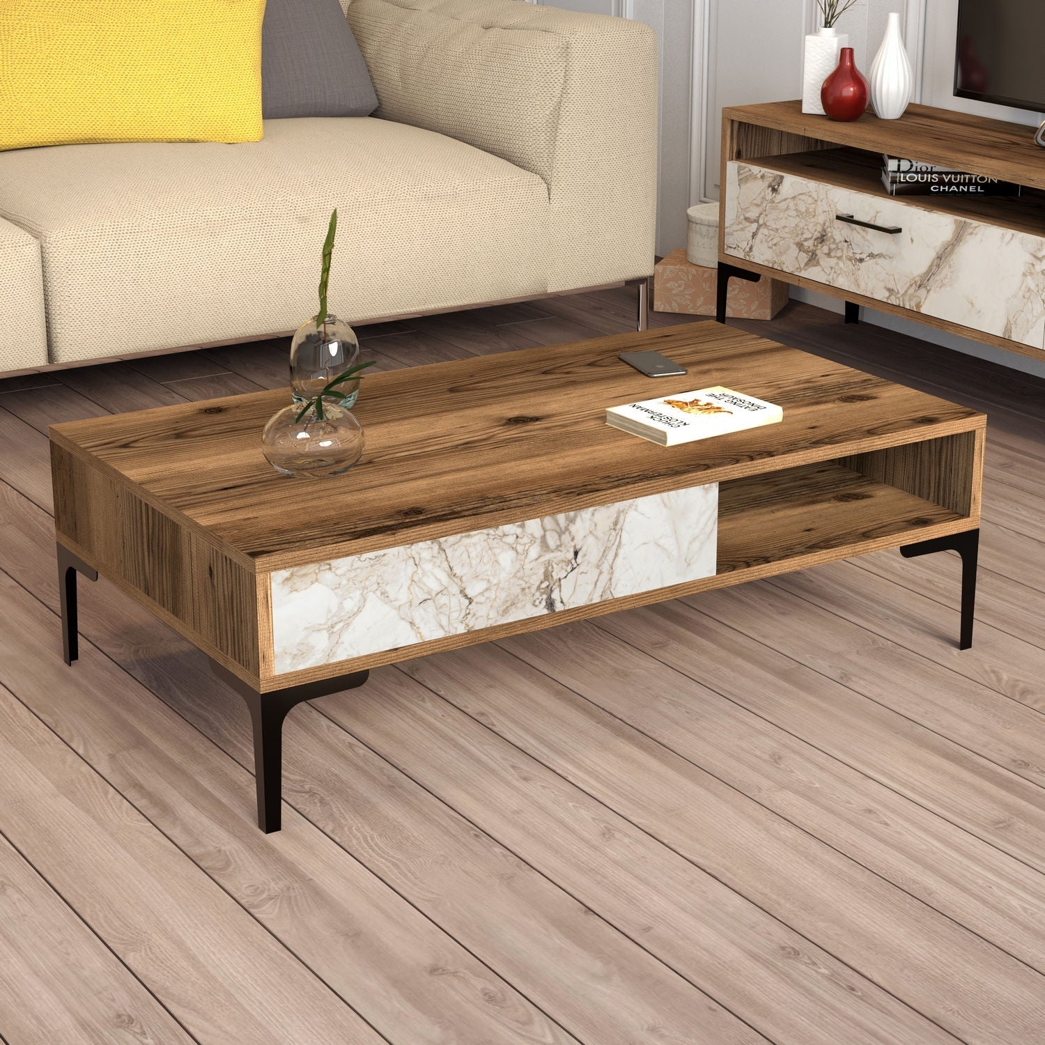 Stolić za kavu Istanbul - Walnut, White Marble | AG-vitahome.hr