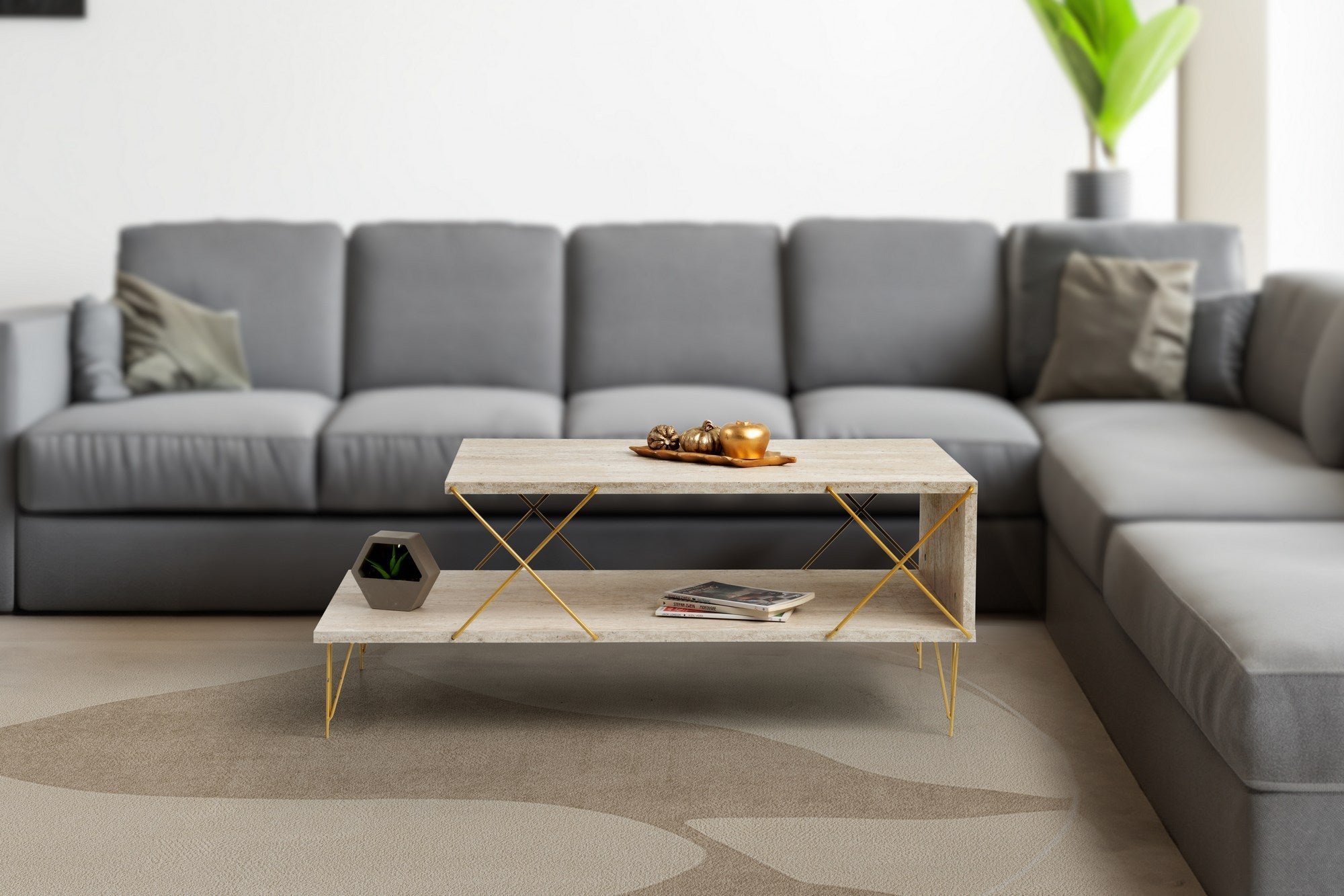 Stolić za kavu Loire - Gold, Travertine | AG-vitahome.hr