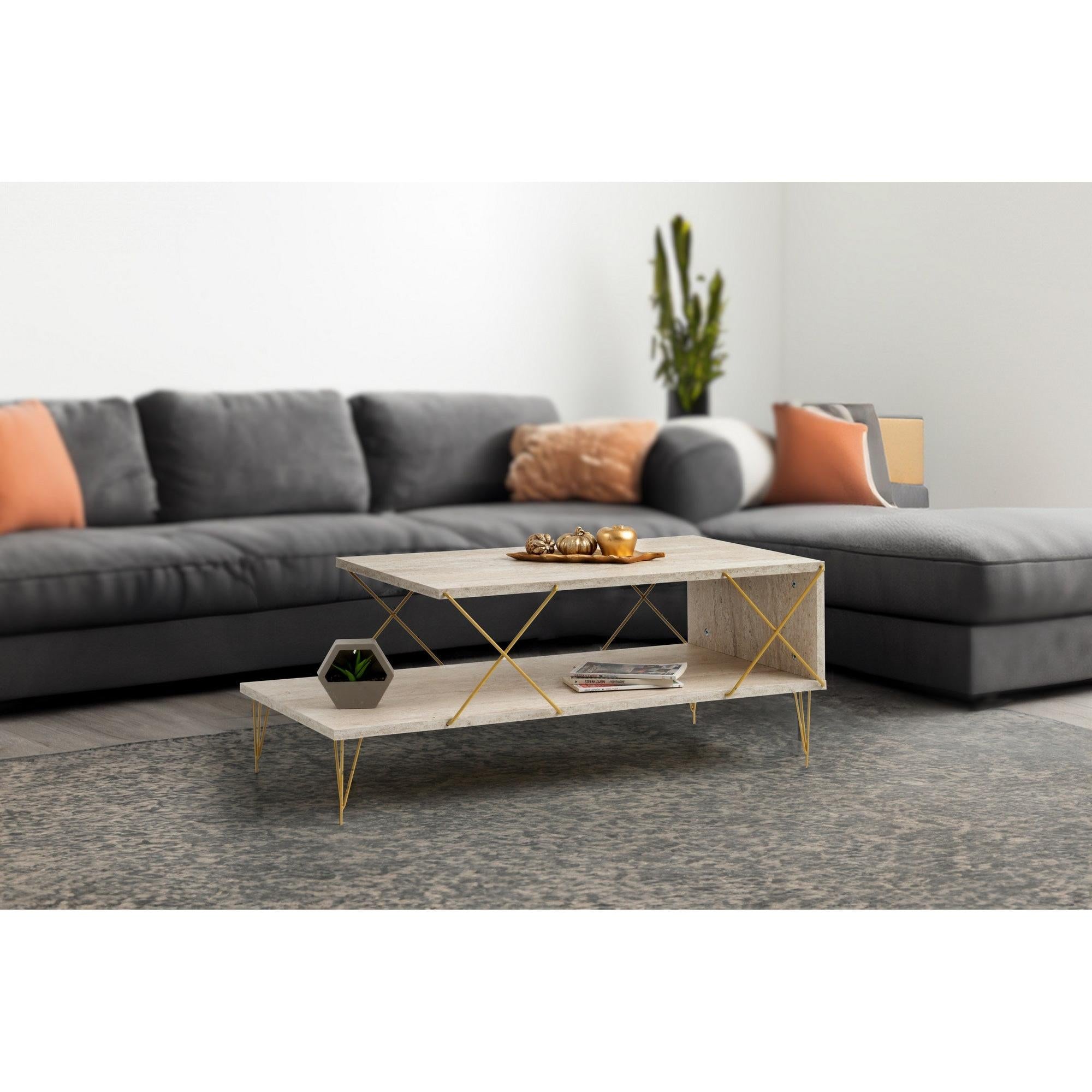 Stolić za kavu Loire - Gold, Travertine | AG-vitahome.hr