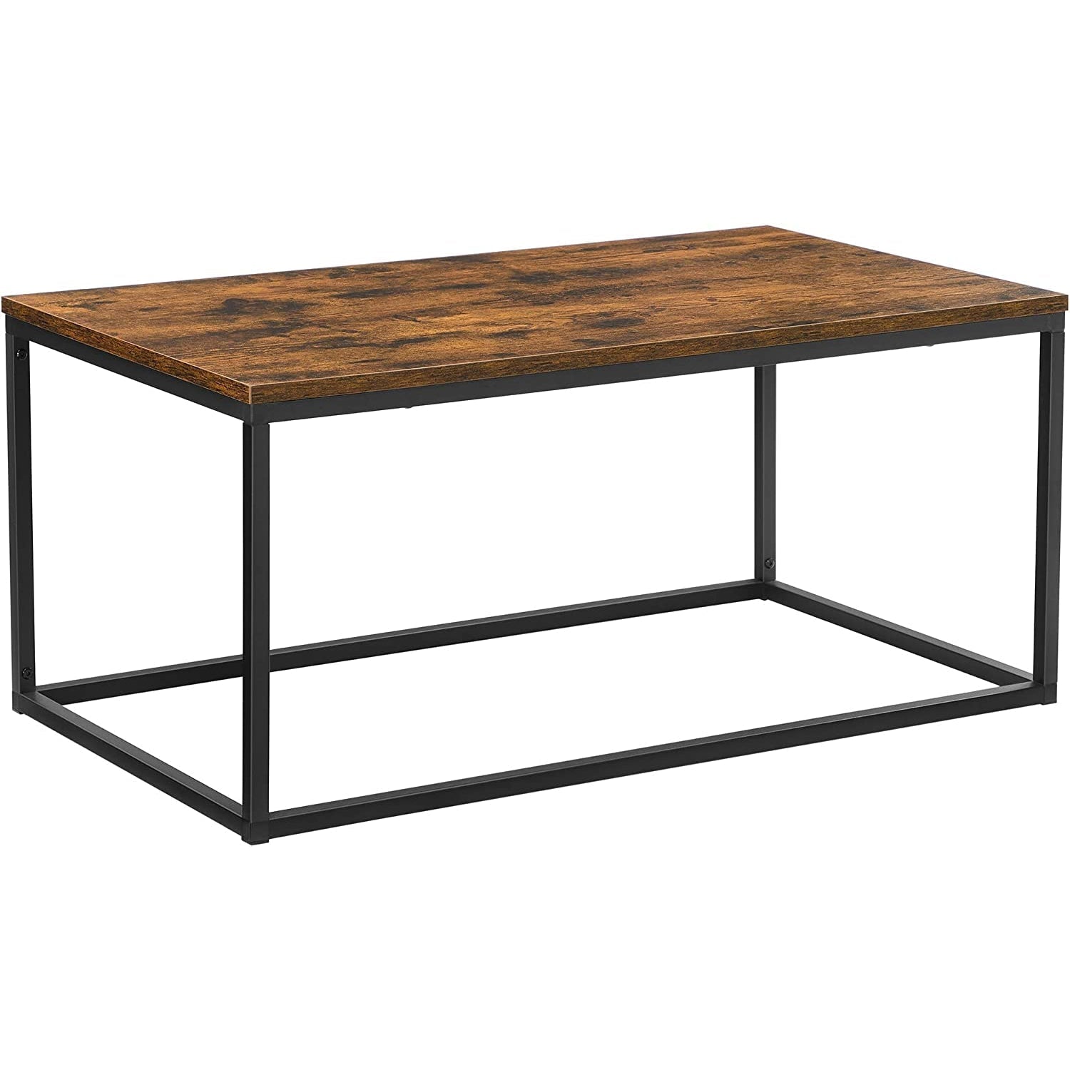 Stolić za kavu s čeličnim okvirom, 100x55x45 cm, rustikalno smeđe-crni | VASAGLE-vitahome.hr