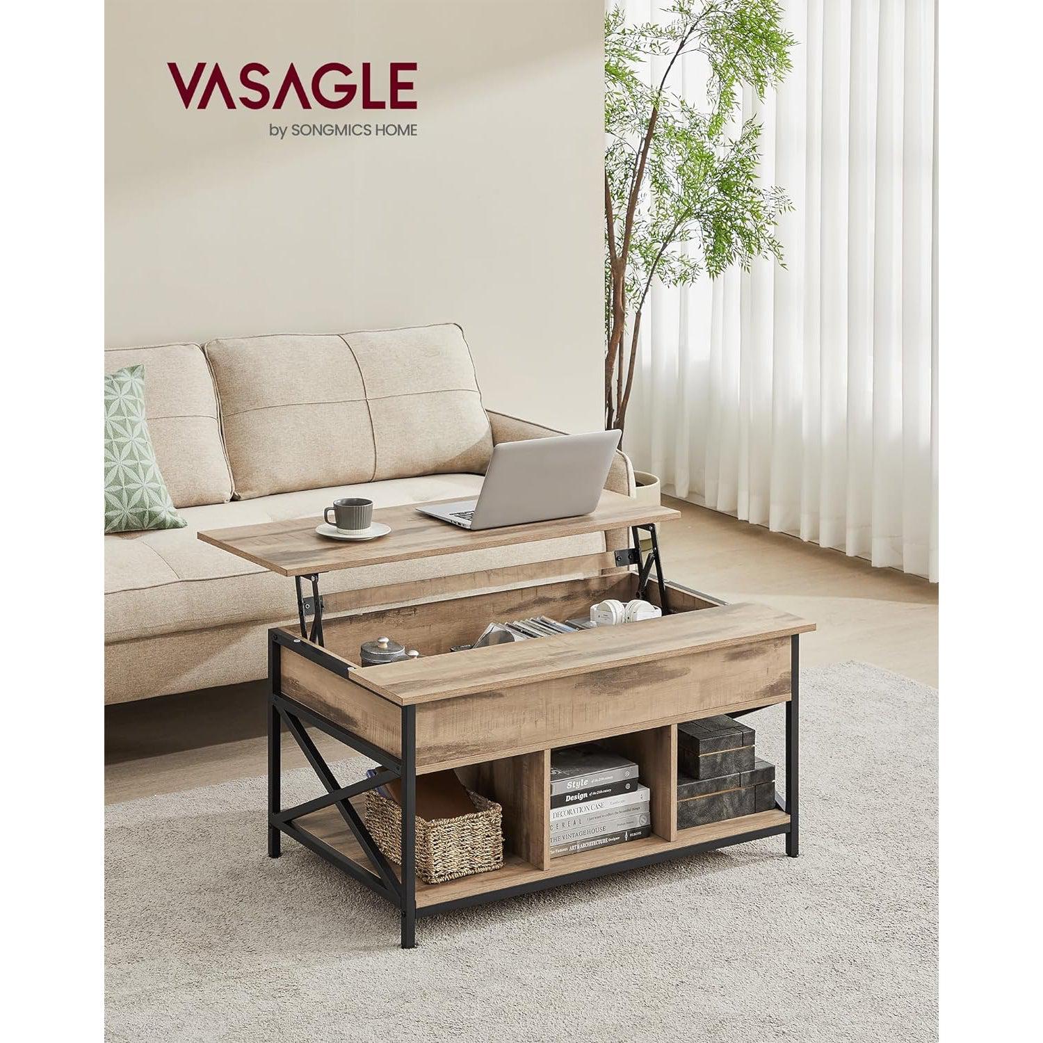Stolić za kavu s otvorenim i skrivenim spremištem, smeđi | VASAGLE-vitahome.hr