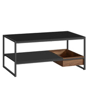 Stolić za kavu s policom i ladicom, 100 x 55 x 45 cm, crne i smeđe boje-VASAGLE-Vita Home