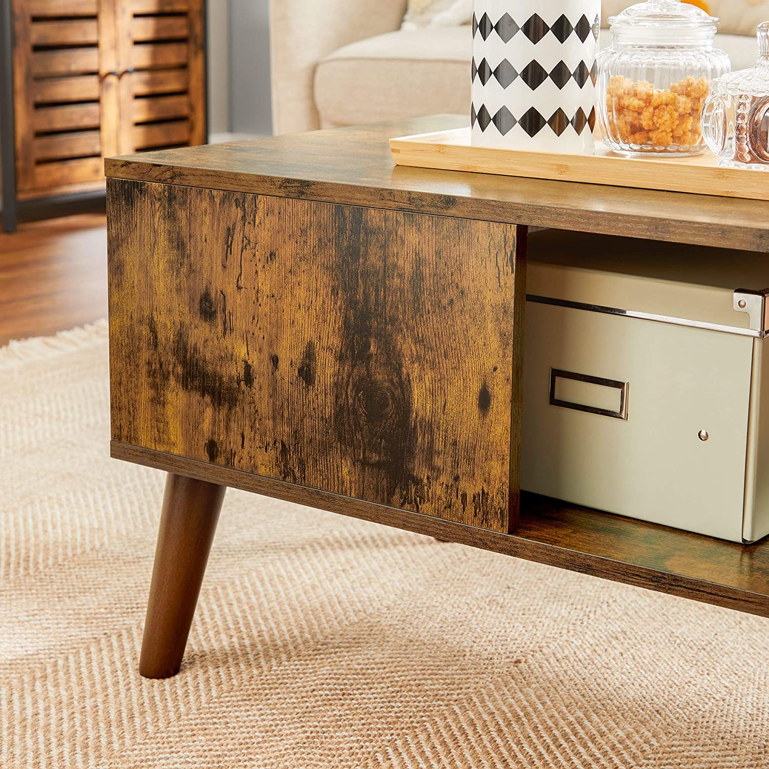 Stolić za kavu u retro stilu, TV ormarić, 100 x 50 x 45 cm, rustično smeđi | VASAGLE-vitahome.hr