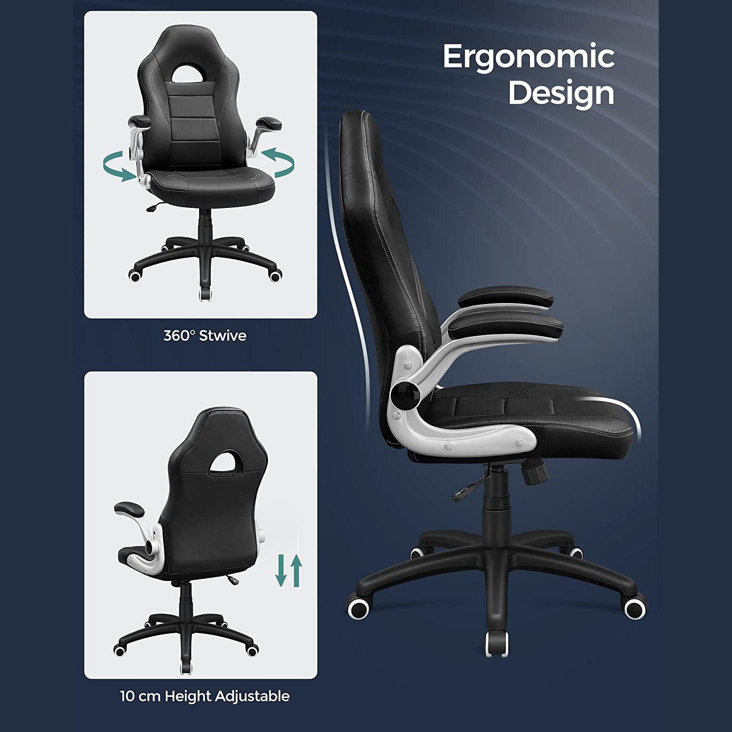 Stolica, ergonomska uredska stolica sa sklopivim naslonima za ruke i visokim naslonom | SONGMICS-vitahome.hr