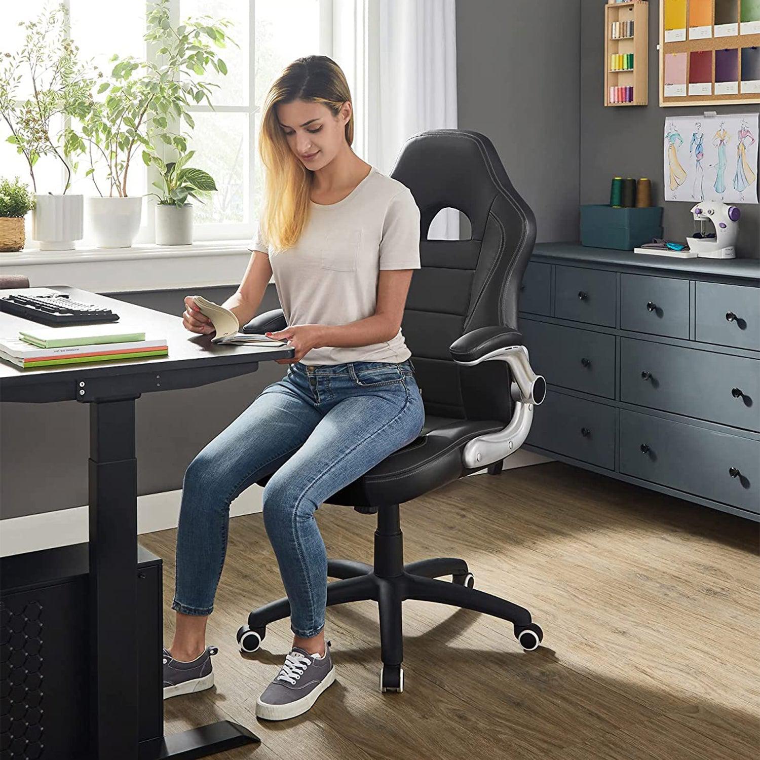 Stolica, ergonomska uredska stolica sa sklopivim naslonima za ruke i visokim naslonom | SONGMICS-vitahome.hr