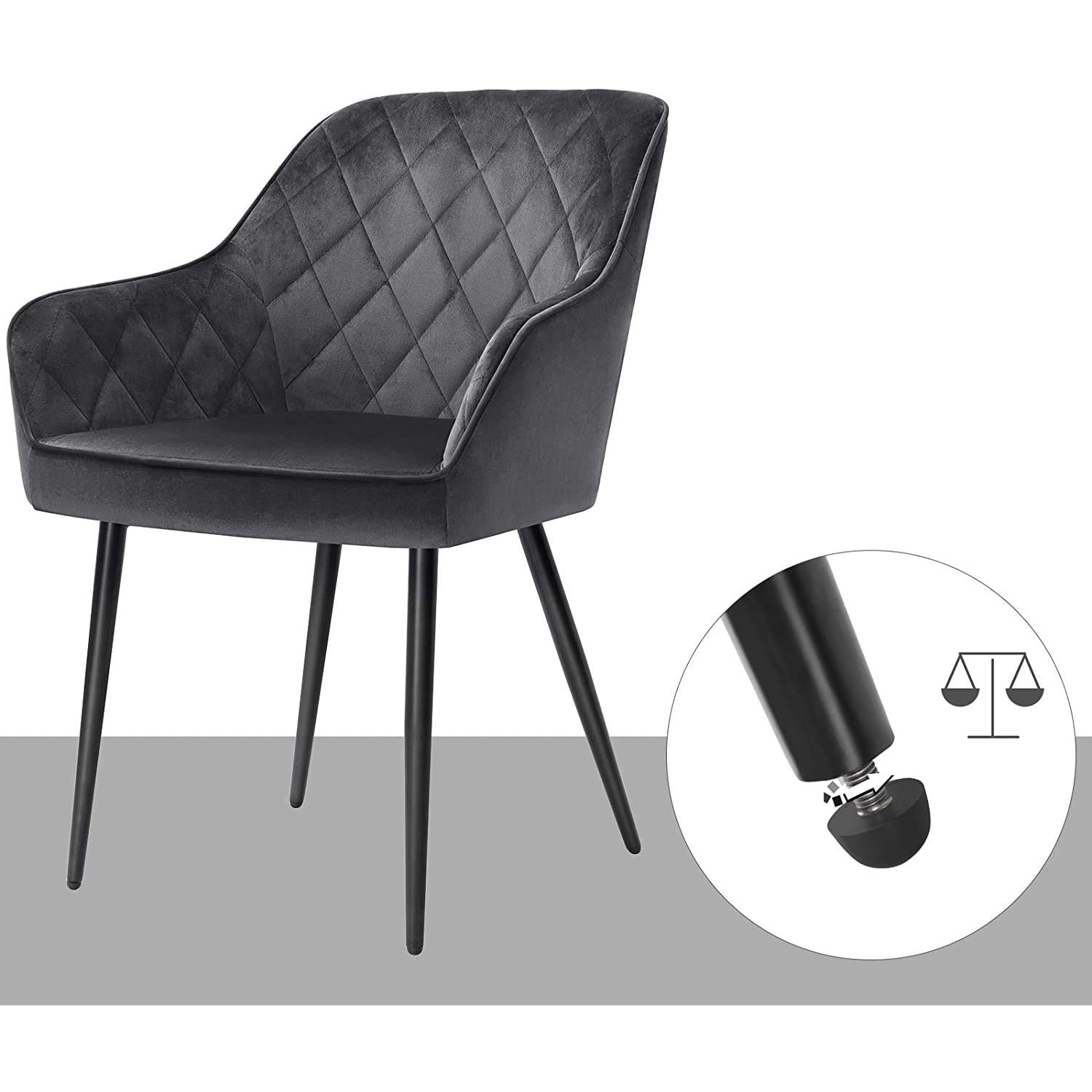 Stolica, presvučena fotelja nosivosti 110 kg, 62,5 x 60 x 85 cm, siva | SONGMICS-vitahome.hr