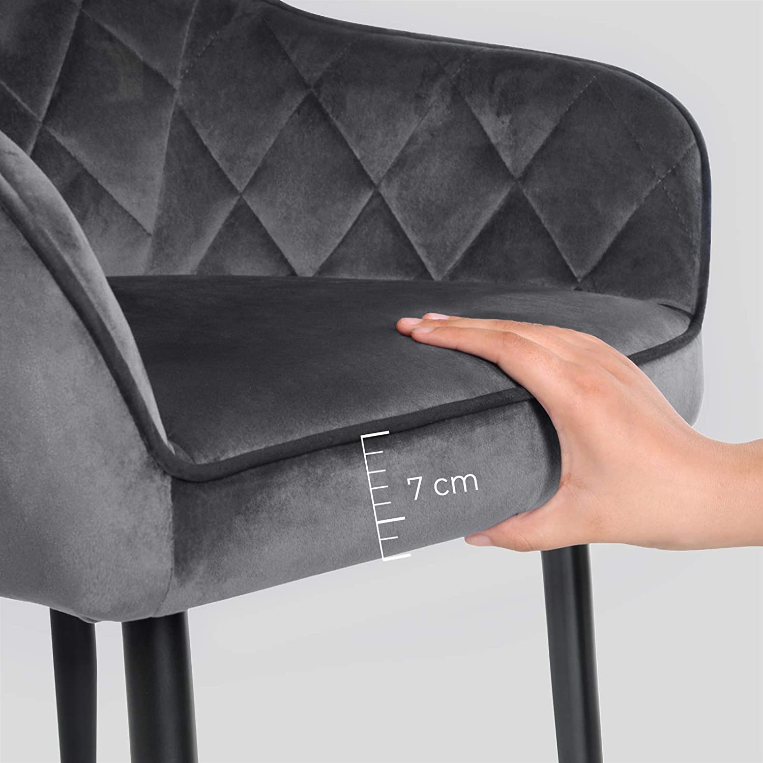 Stolica, presvučena fotelja nosivosti 110 kg, 62,5 x 60 x 85 cm, siva | SONGMICS-vitahome.hr