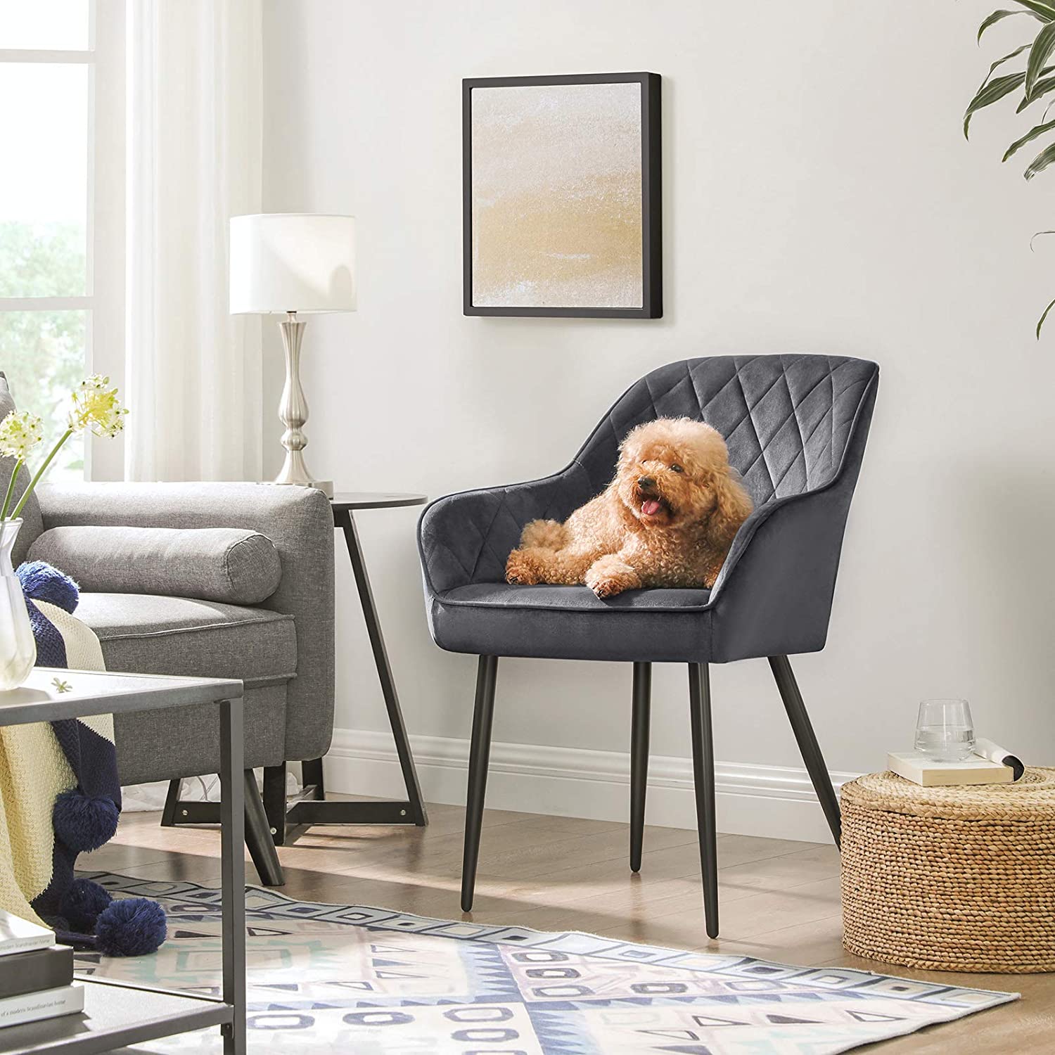 Stolica, presvučena fotelja nosivosti 110 kg, 62,5 x 60 x 85 cm, siva | SONGMICS-vitahome.hr