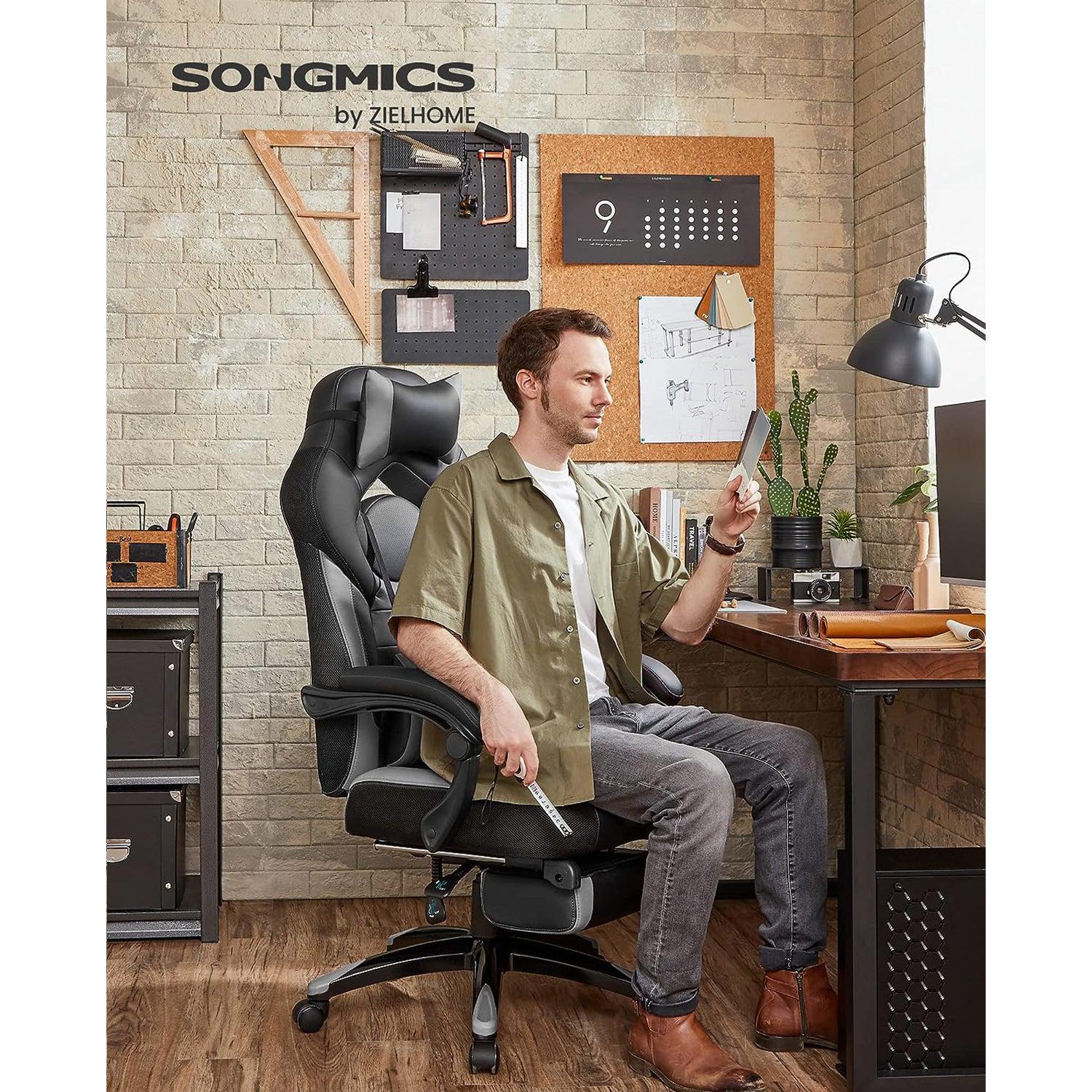 Stolica, uredska stolica s osloncem za noge, podesivim naslonom za glavu, lumbalnom potporom | SONGMICS-vitahome.hr
