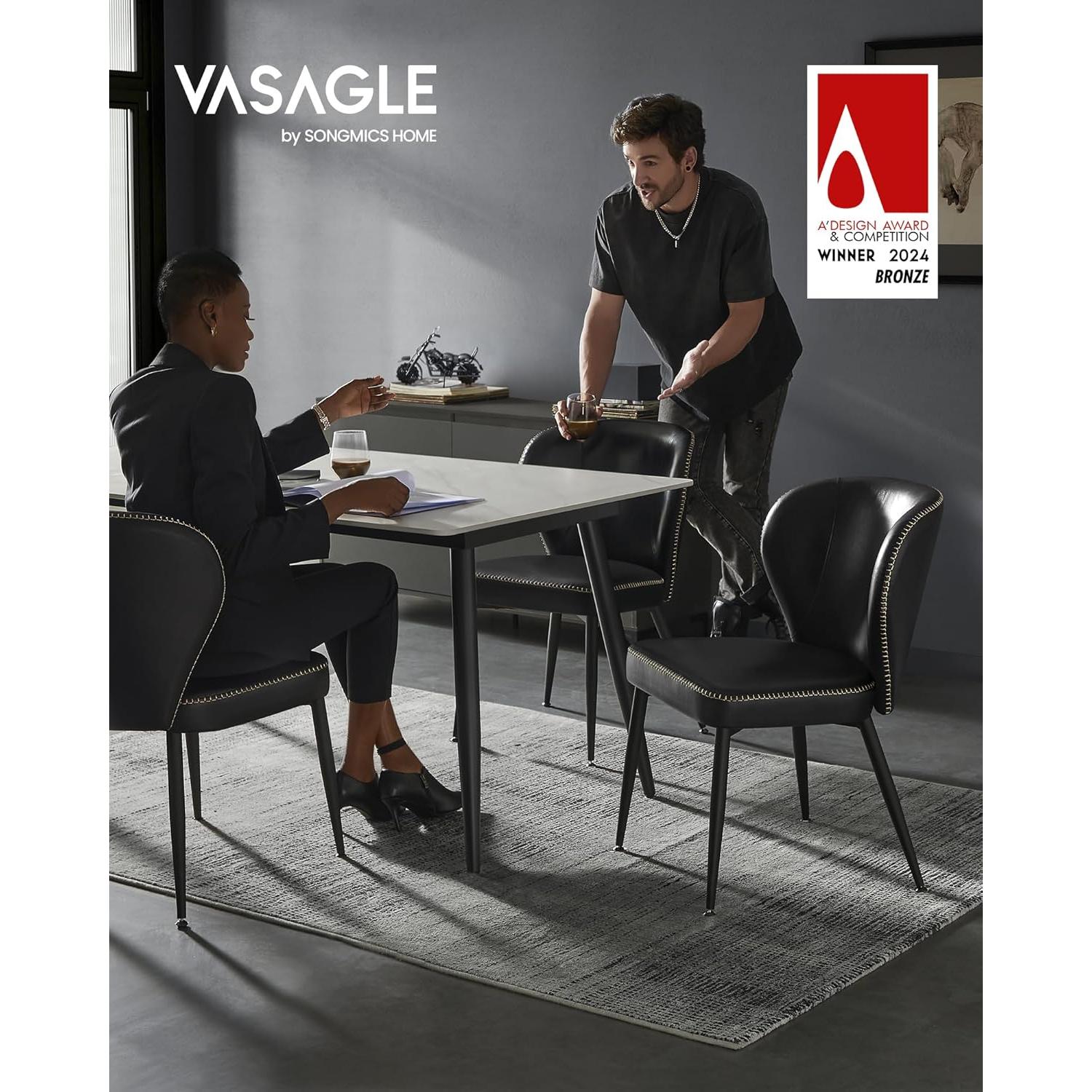 Stolica za blagovaonicu iz Ekho kolekcije, umjetna koža crne boje | VASAGLE-vitahome.hr