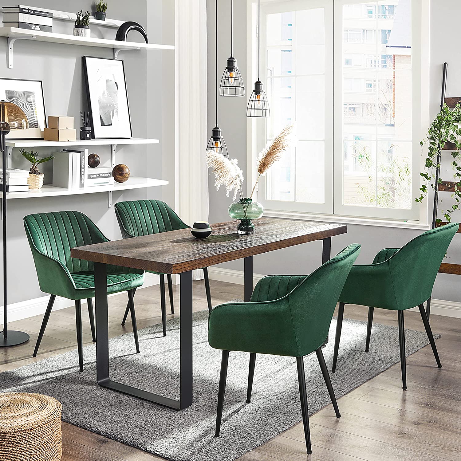 Stolica za blagovaonu s baršunastom navlakom, 60 x 62,5 x 85 cm, zelena | SONGMICS-vitahome.hr
