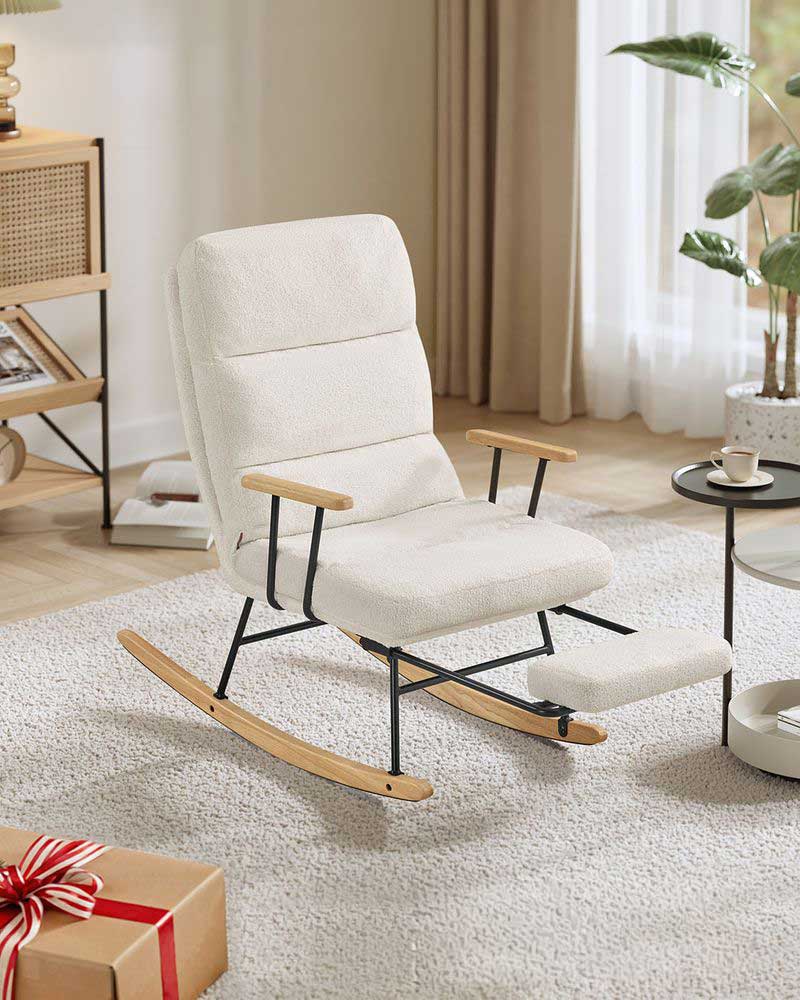 Stolica za ljuljanje nosivost do 160 kg, 97 × 67 × 100 cm, bijela | VASHOME-VASHOME-Vita Home