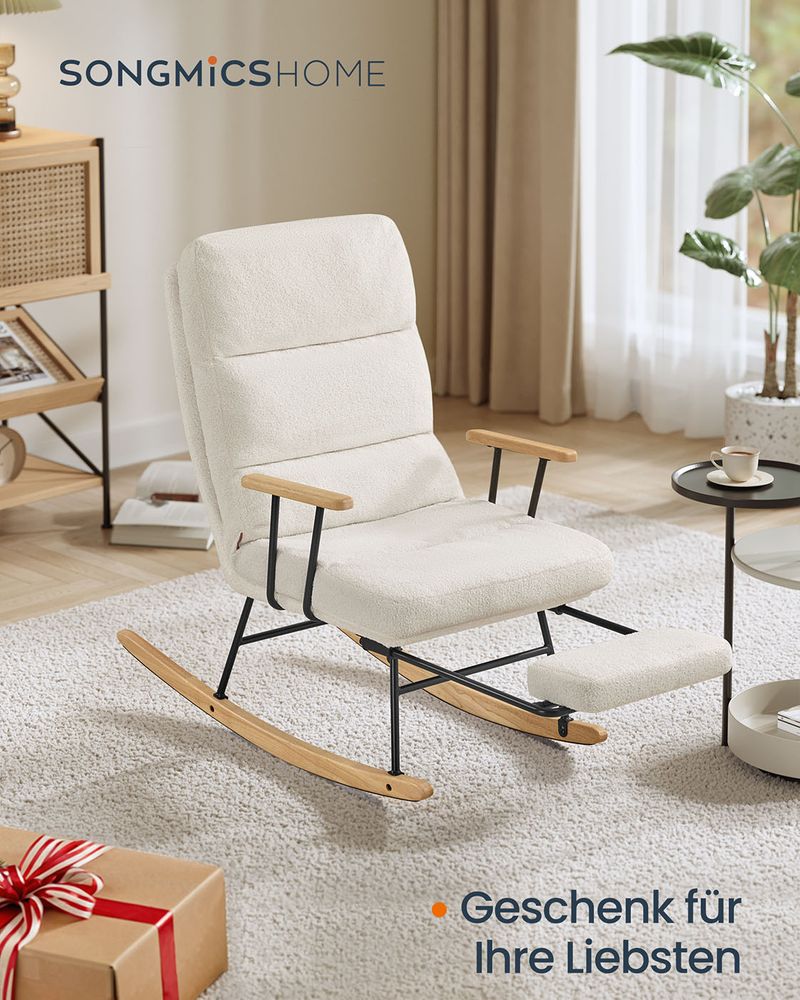 Stolica za ljuljanje nosivost do 160 kg, 97 × 67 × 100 cm, krem bijela | SONGMICS-vitahome.hr