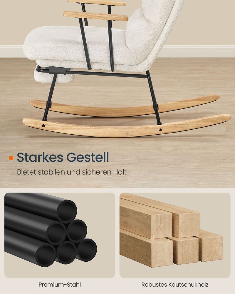 Stolica za ljuljanje nosivost do 160 kg, 97 × 67 × 100 cm, krem bijela | SONGMICS-vitahome.hr