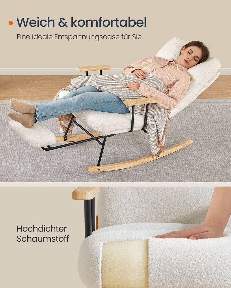 Stolica za ljuljanje nosivost do 160 kg, 97 × 67 × 100 cm, krem bijela | SONGMICS-vitahome.hr