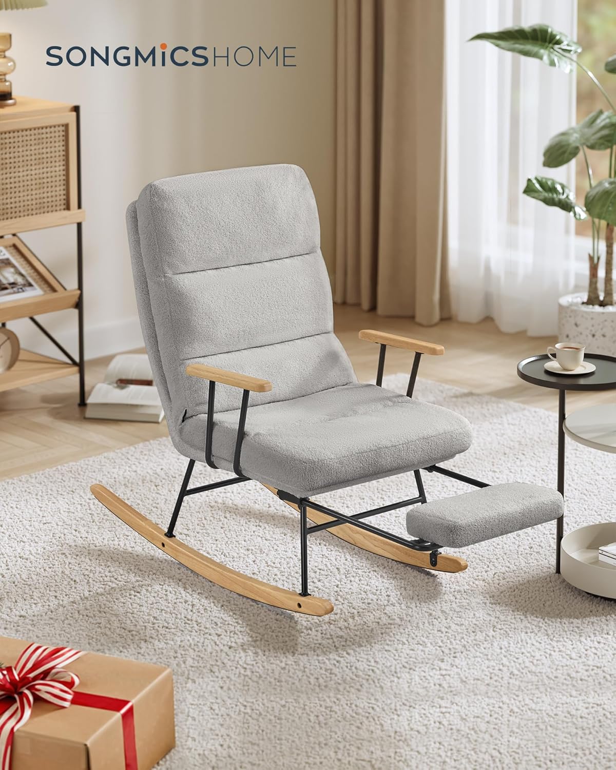 Stolica za ljuljanje nosivost do 160 kg, 97 × 67 × 100 cm, siva | VASHOME-VASHOME-Vita Home