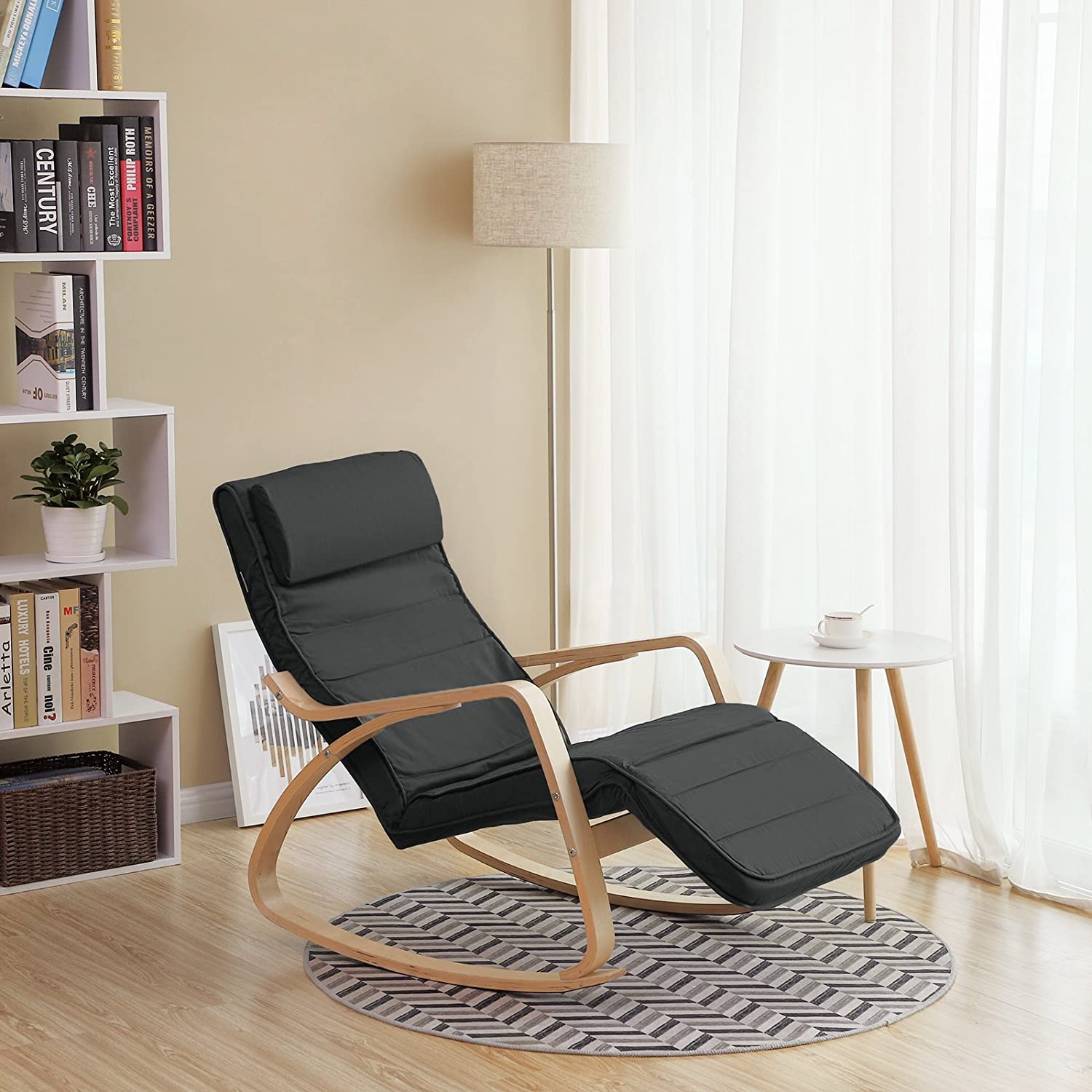 Stolica za ljuljanje, okvir od pune breze, nosivosti do 150 kg, sive boje | SONGMICS-vitahome.hr