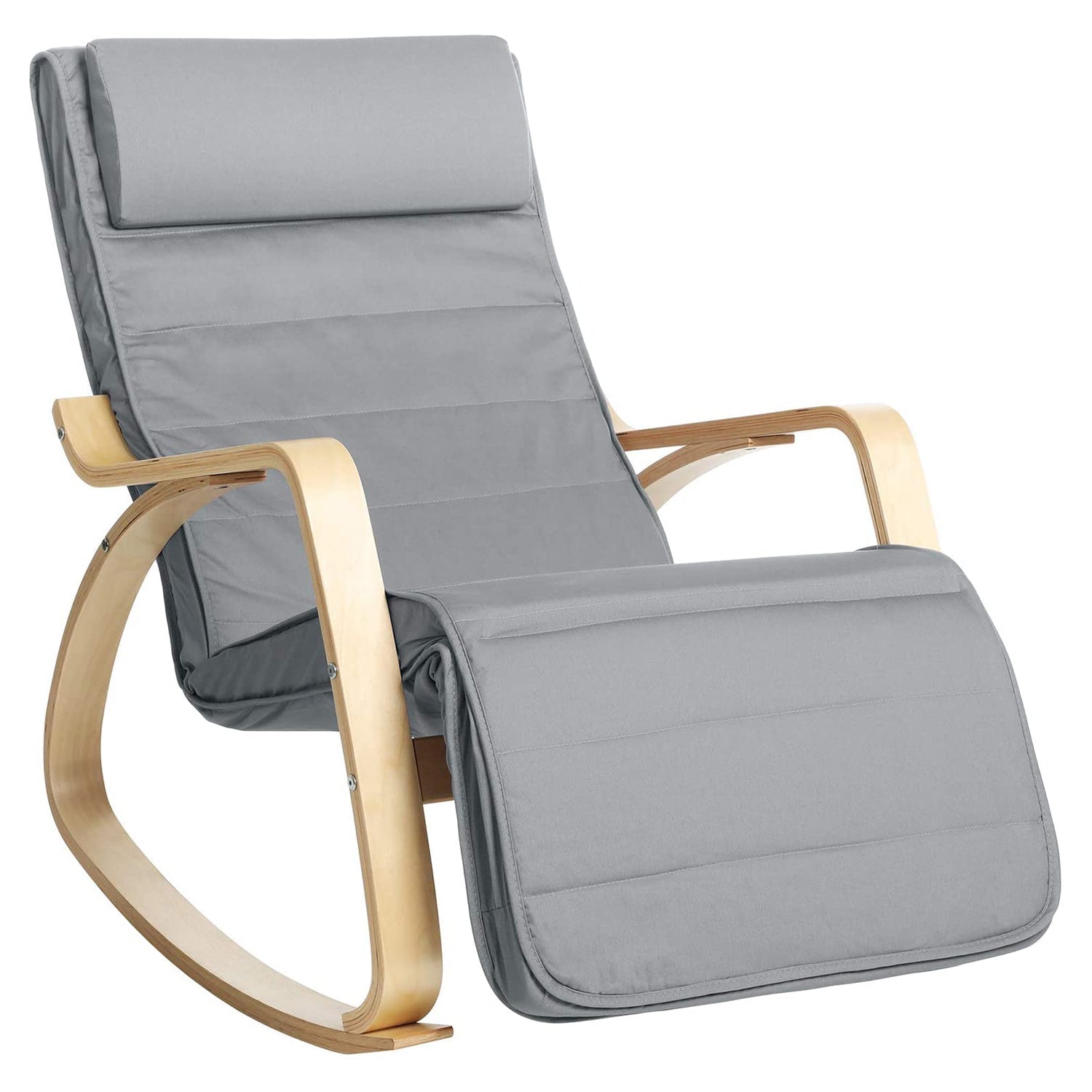 Stolica za ljuljanje s podesivim osloncem za noge, nosivost do 150 kg, siva | SONGMICS-vitahome.hr