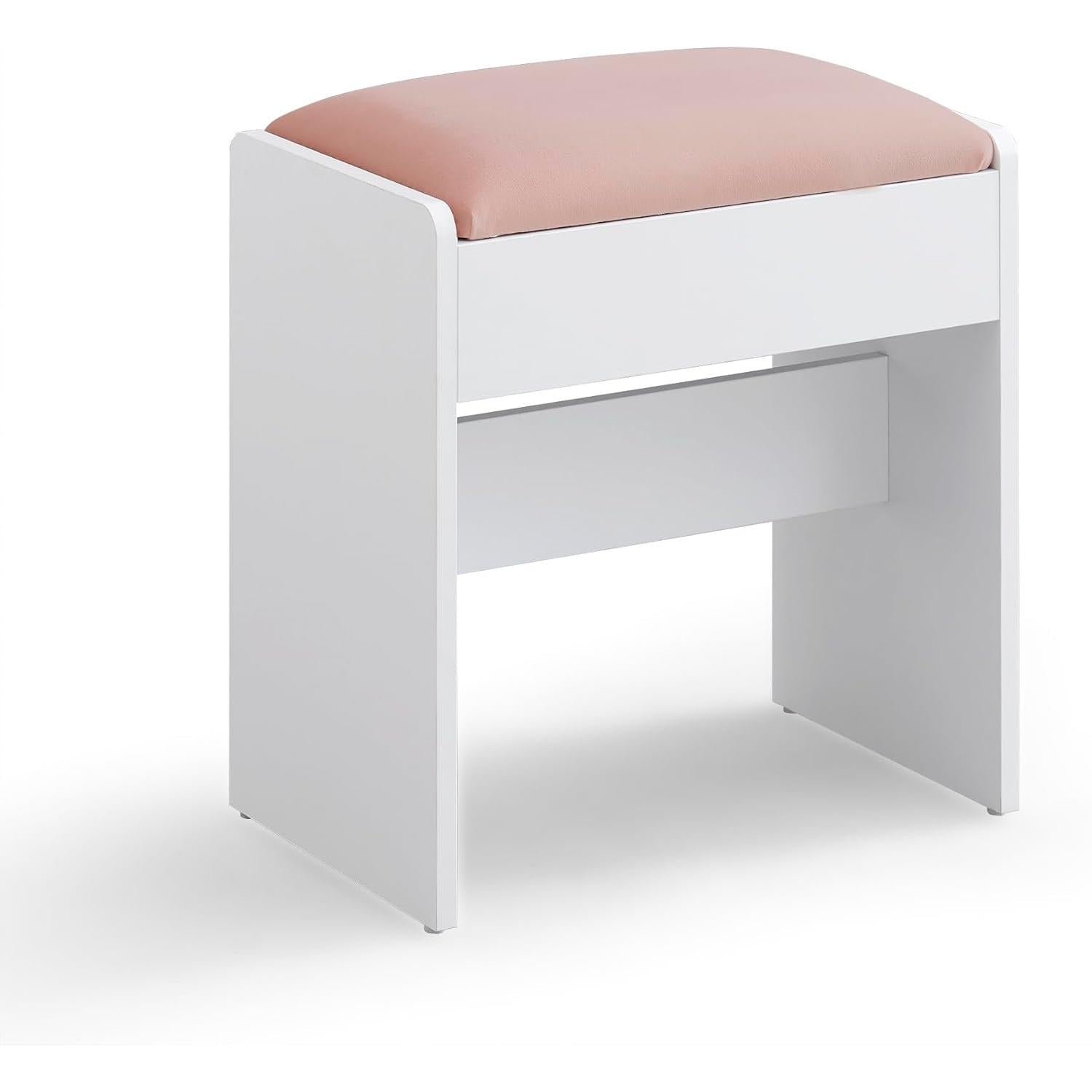 Stolica za toaletni stolić, mat bijela – pastelno ružičasta