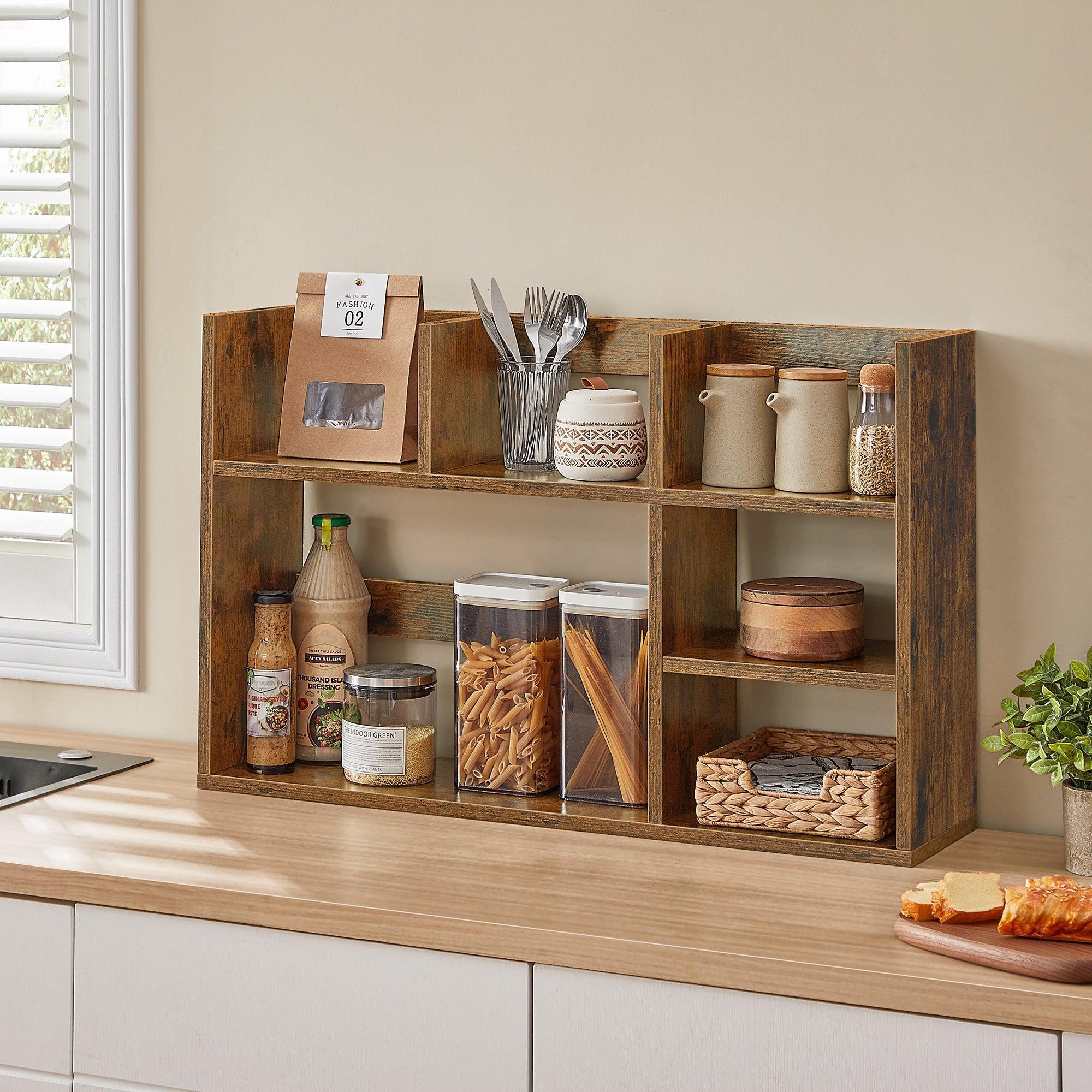 Stolna polica na 3 razine, 80 x 20 x 50 cm, rustikalno smeđa | VASAGLE