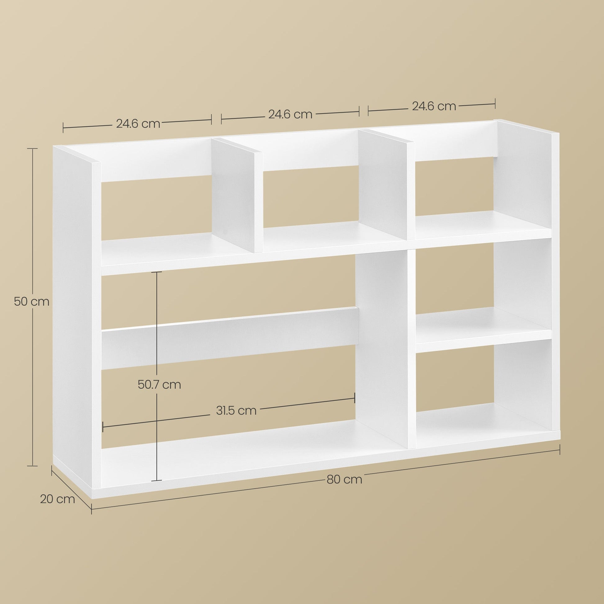 Stolna polica za kuhinju ili ured, 80 × 20 × 50 cm, bijela | VASAGLE-VASAGLE-Vita Home