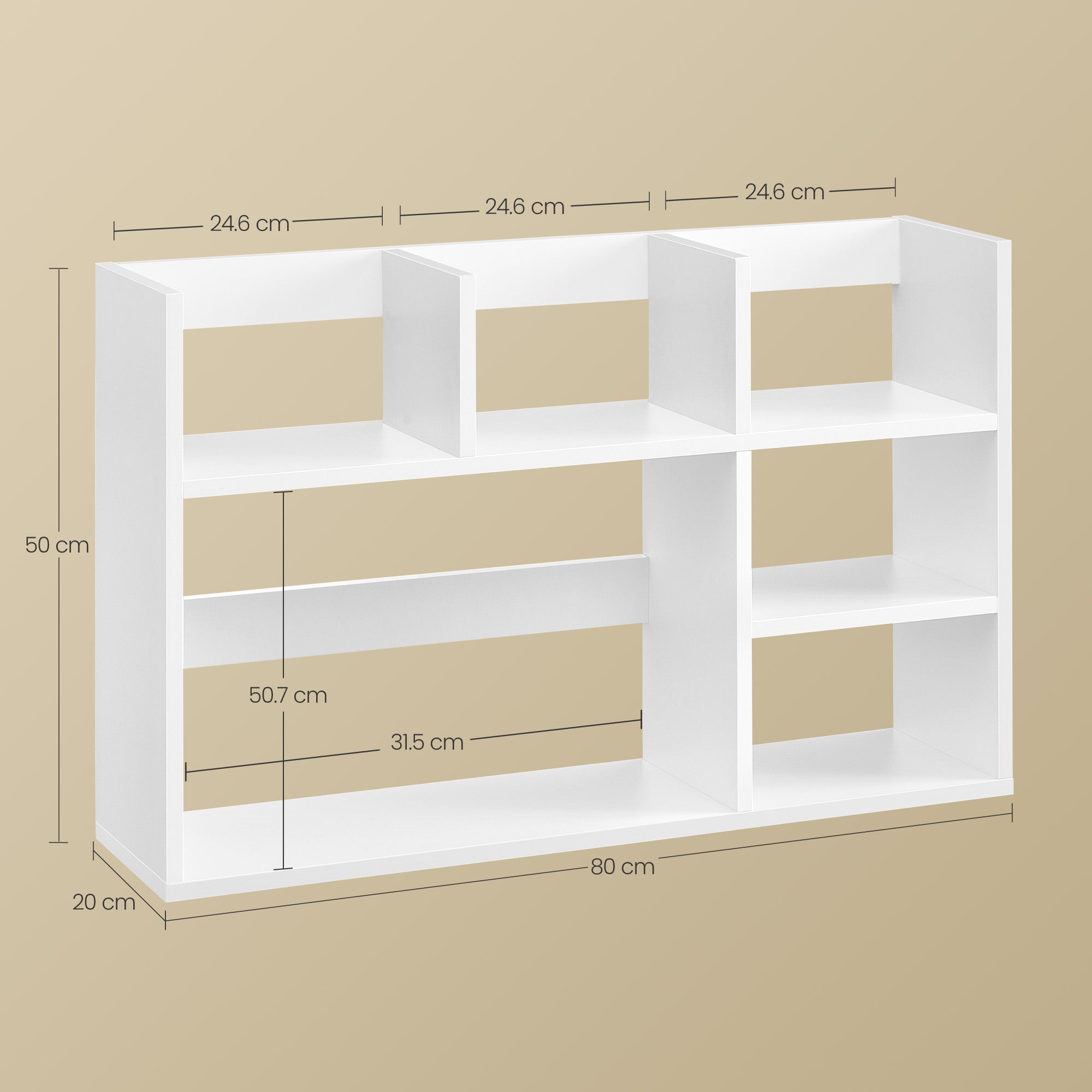 Stolna polica za kuhinju ili ured, 80 × 20 × 50 cm, bijela | VASAGLE-VASAGLE-Vita Home