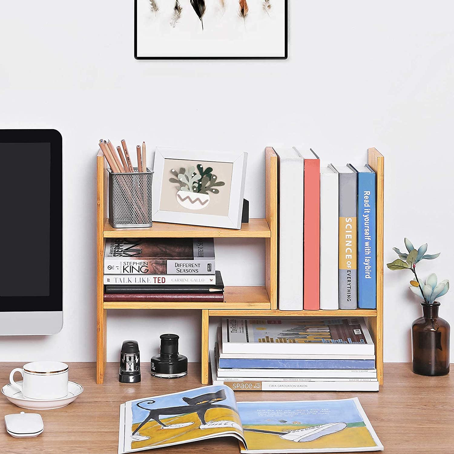 Stolni organizator od bambusa s 3 prilagodljiva modula | SONGMICS-vitahome.hr
