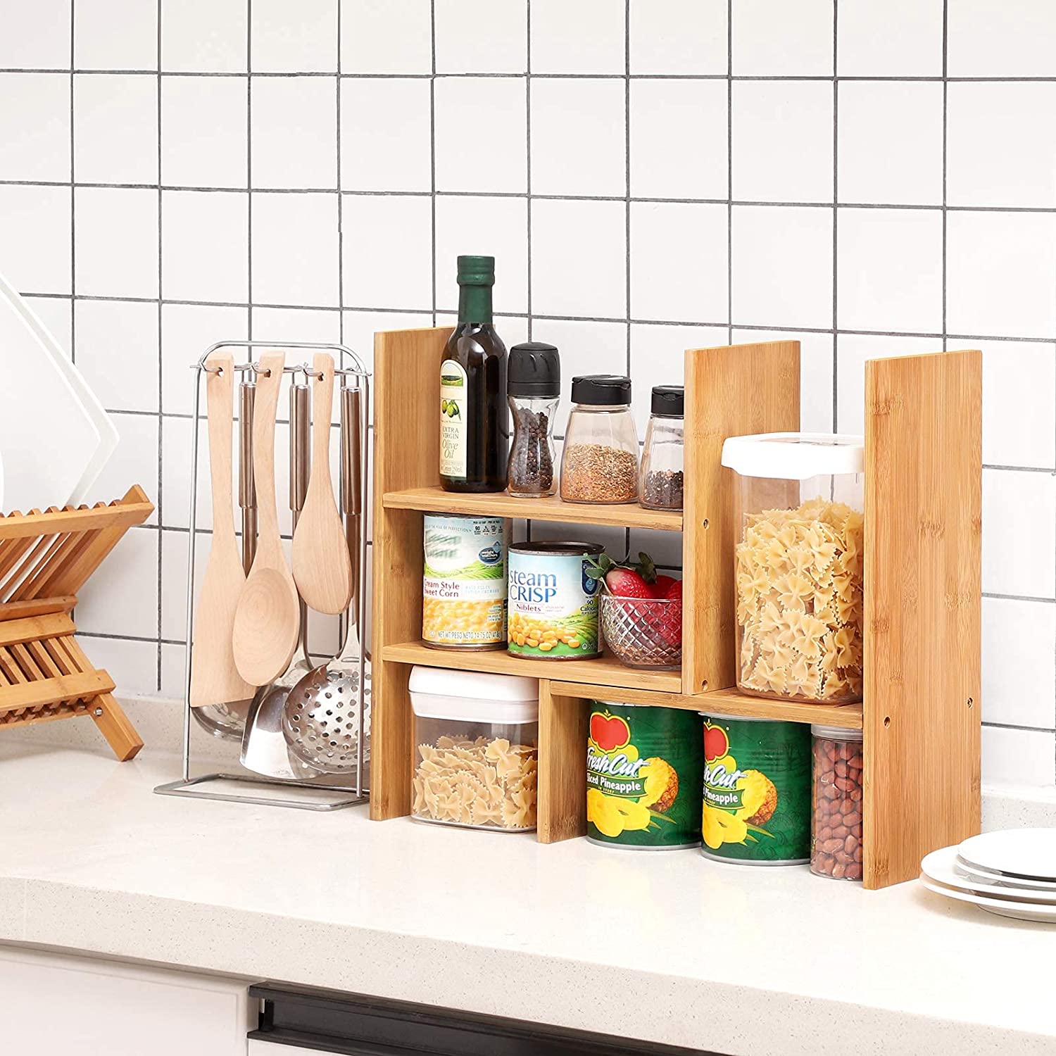 Stolni organizator od bambusa s 3 prilagodljiva modula | SONGMICS-vitahome.hr