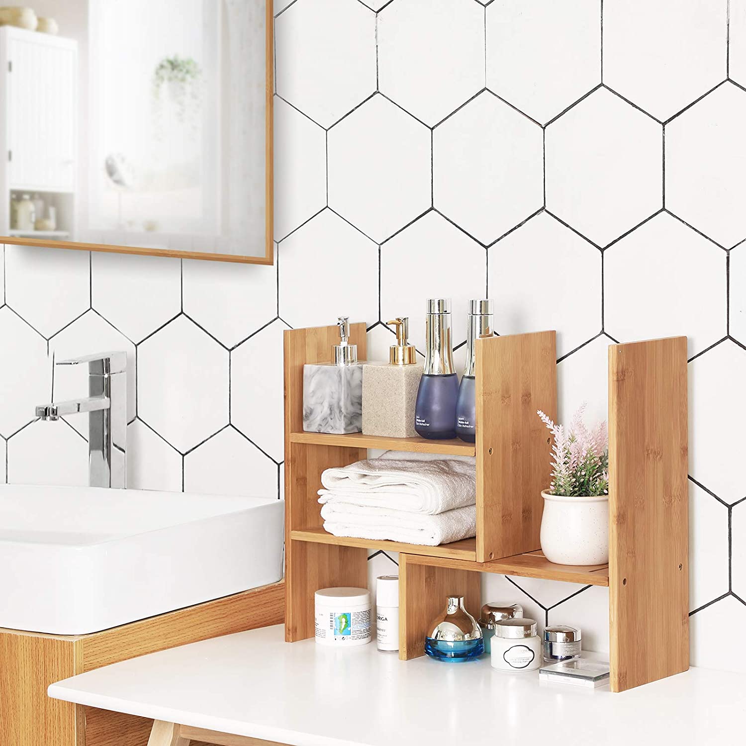 Stolni organizator od bambusa s 3 prilagodljiva modula | SONGMICS-vitahome.hr