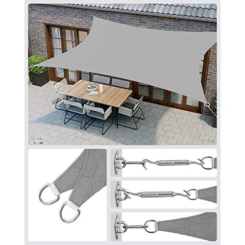 Sunčano jedro 2 x 3 m, vodootporna s 93% UV zaštite, svijetlo sive boje | SONGMICS-vitahome.hr