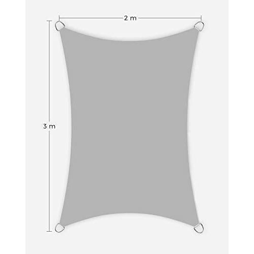 Sunčano jedro 2 x 3 m, vodootporna s 93% UV zaštite, svijetlo sive boje | SONGMICS-vitahome.hr