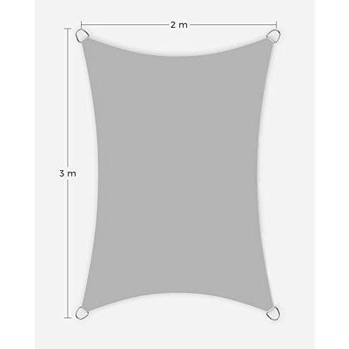 Sunčano jedro 2 x 3 m, vodootporna s 93% UV zaštite, svijetlo sive boje | SONGMICS-vitahome.hr