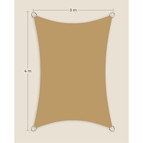 Sunčano jedro 3 x 4 m, vodootporna s 93% UV zaštite, boje pijeska | SONGMICS-vitahome.hr