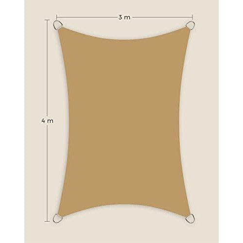 Sunčano jedro 3 x 4 m, vodootporna s 93% UV zaštite, boje pijeska | SONGMICS-vitahome.hr