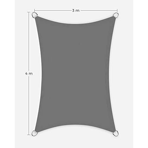 Sunčano jedro 3 x 4 m, vodootporna s 93% UV zaštite,dimno sive boje | SONGMICS-vitahome.hr