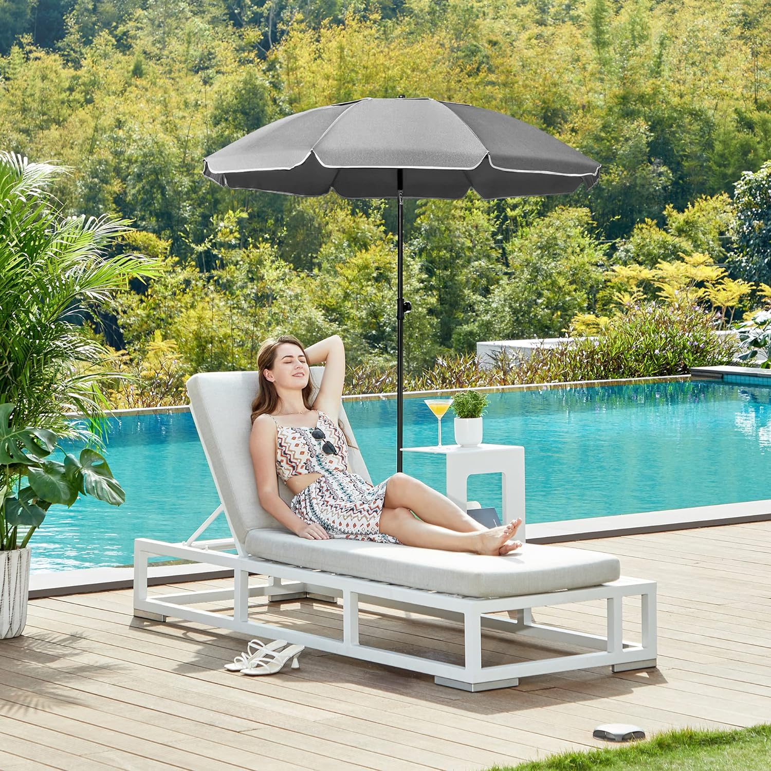 Suncobran 1,6 m sa zaštitom UPF 50, sa torbom za nošenje, sivi | SONGMICS-vitahome.hr