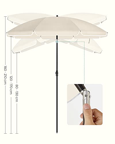Suncobran 160 cm, zaštita od sunca UPF 50+, nagib 30°, bez postolja, bež
