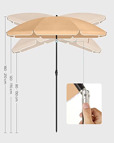 Suncobran 160 cm, zaštita od sunca UPF 50+, nagibni, bez postolja, taupe