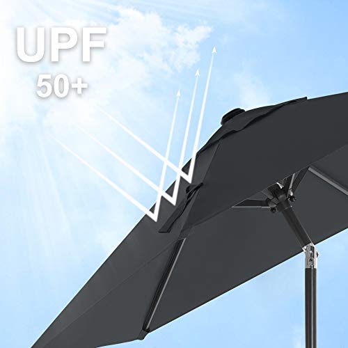 Suncobran 197 cm, UPF 50+, nagib u 2 smjera, ručka za otvaranje, siva